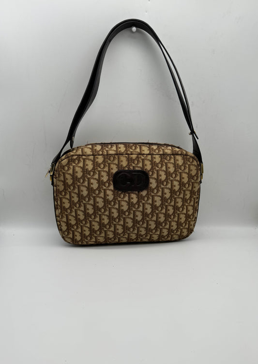 Authentic Christian Dior Brown Trotter Shoulder Handbag