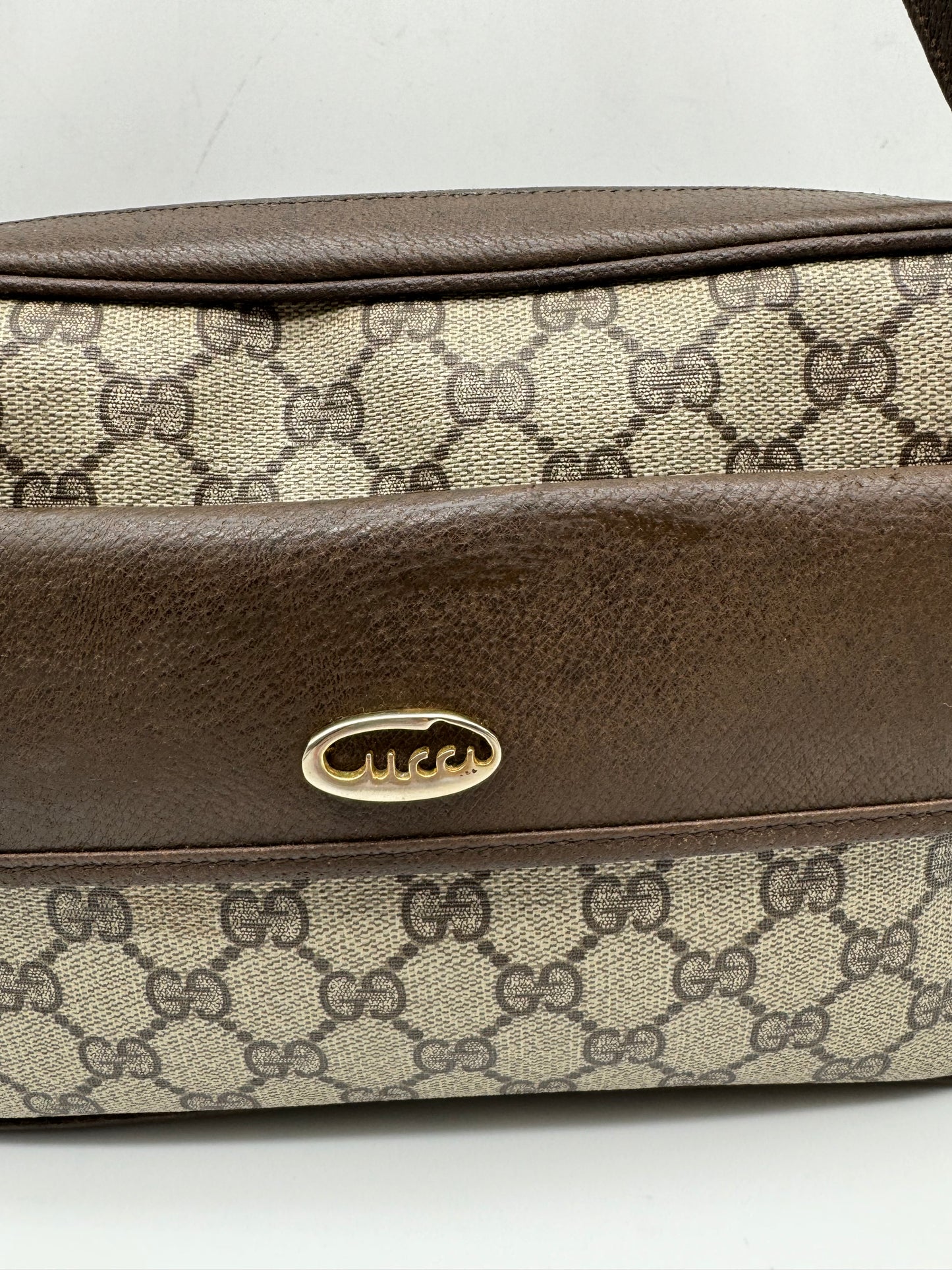 Authentic GUCCI Vintage Coated Canvas Shoulder/Crossbody Bag