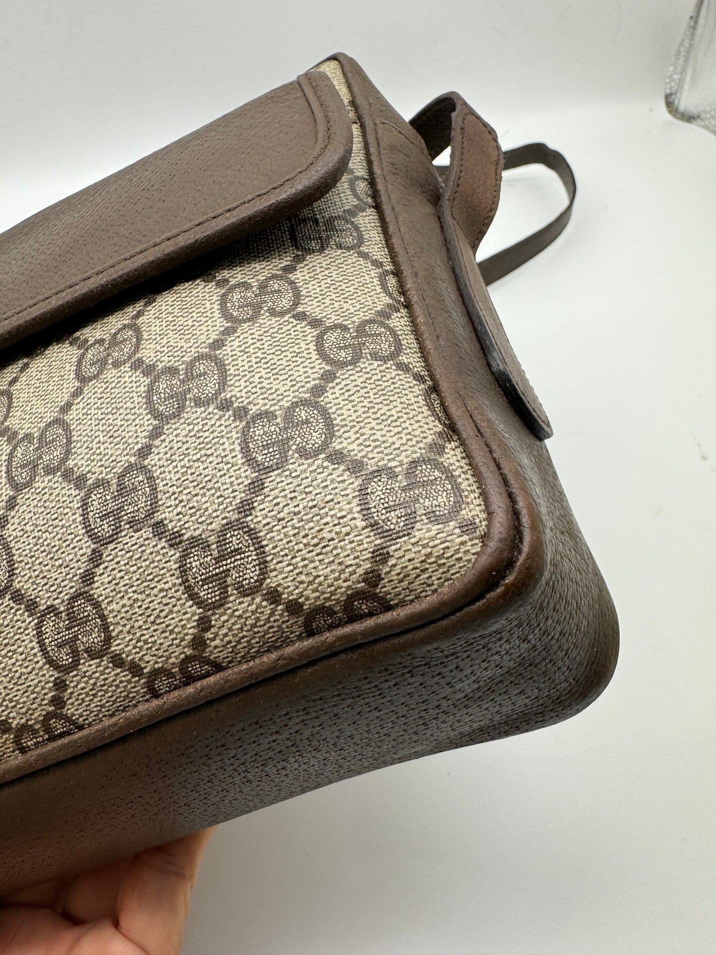 Authentic GUCCI Vintage Coated Canvas Shoulder/Crossbody Bag