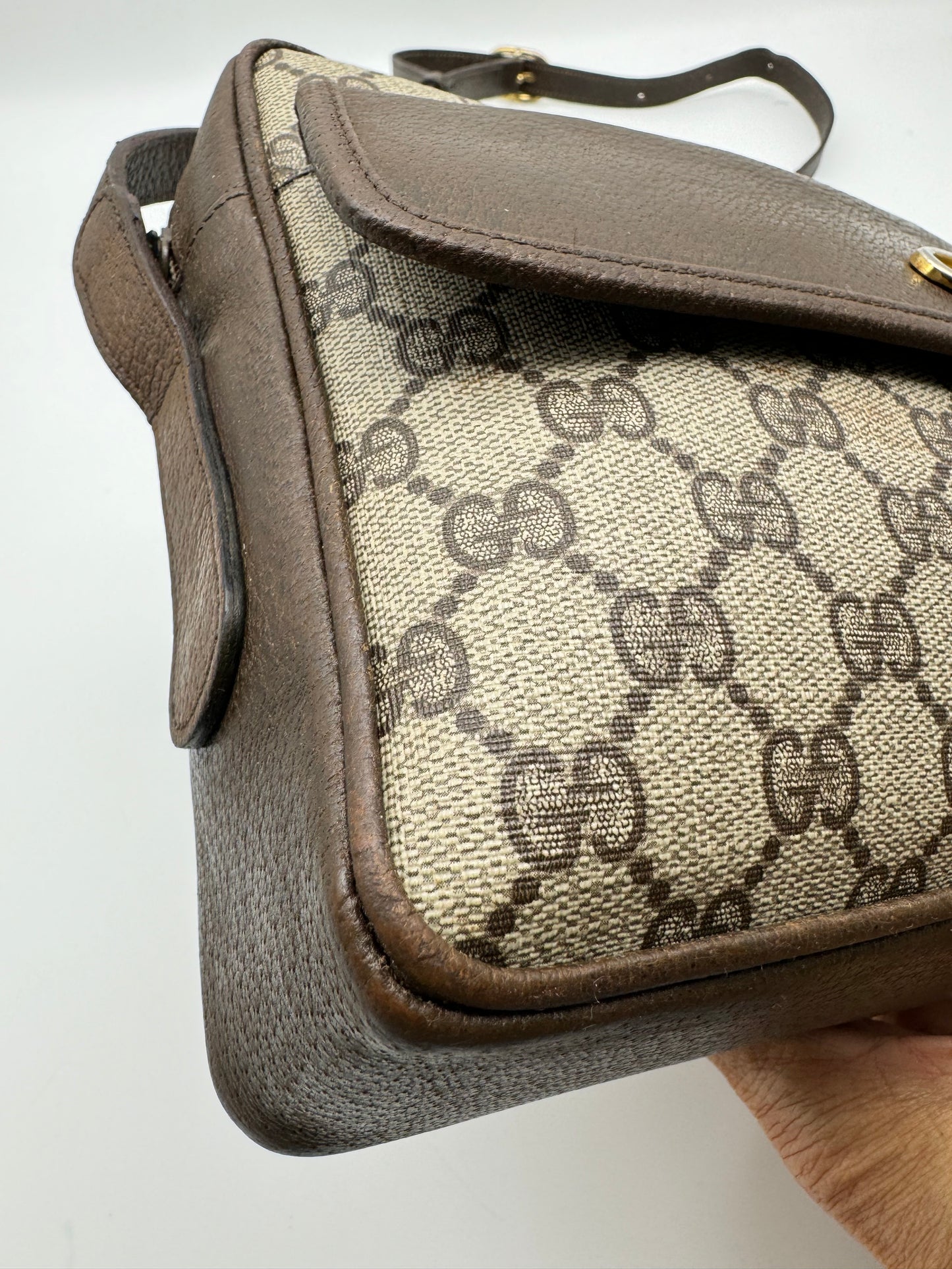 Authentic GUCCI Vintage Coated Canvas Shoulder/Crossbody Bag