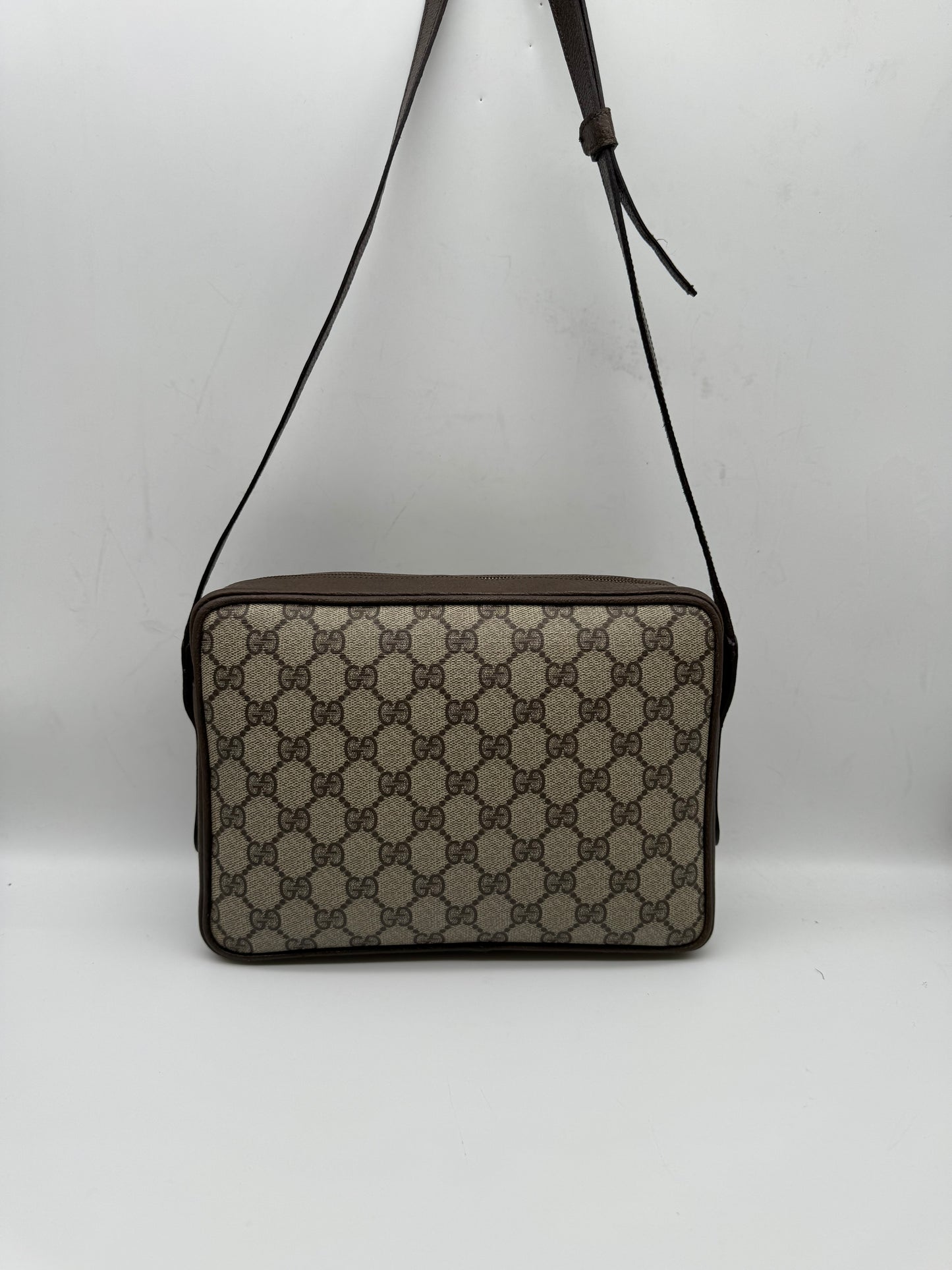 Authentic GUCCI Vintage Coated Canvas Shoulder/Crossbody Bag