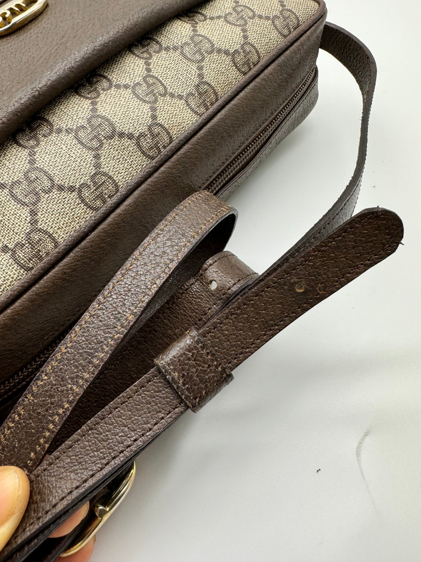 Authentic GUCCI Vintage Coated Canvas Shoulder/Crossbody Bag