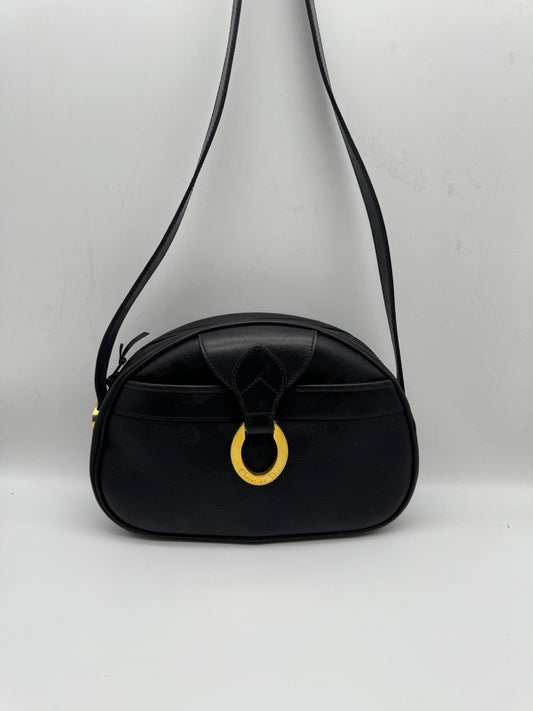 Authentic Christian Dior Black PVC Canvas Crossbody Bag