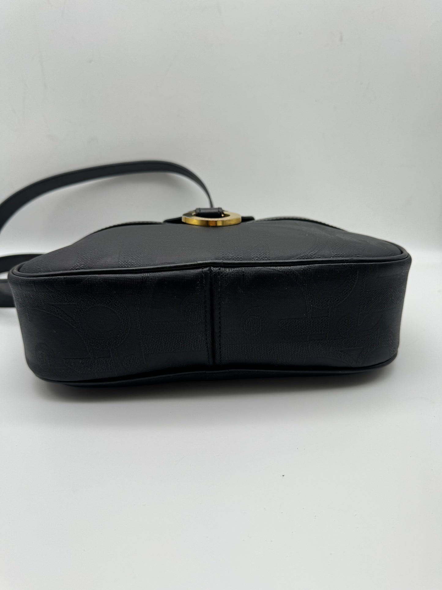 Authentic Christian Dior Black PVC Canvas Crossbody Bag
