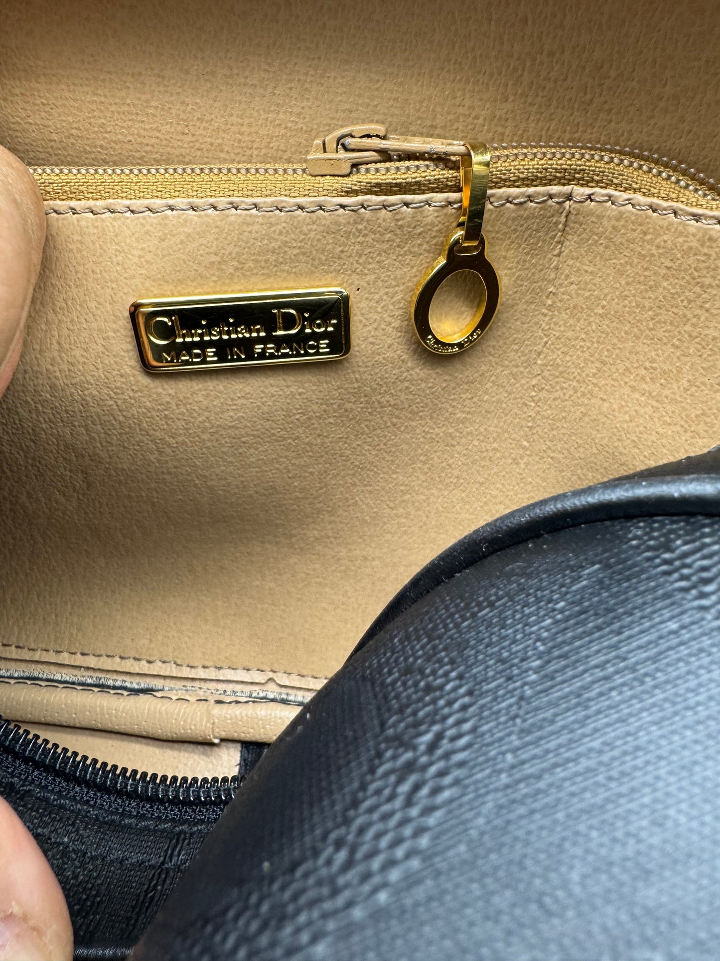 Authentic Christian Dior Black PVC Canvas Crossbody Bag