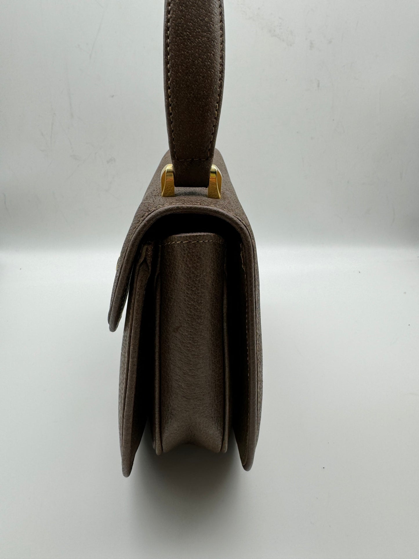 Authentic GUCCI Vintage Brown Leather Top Handbag