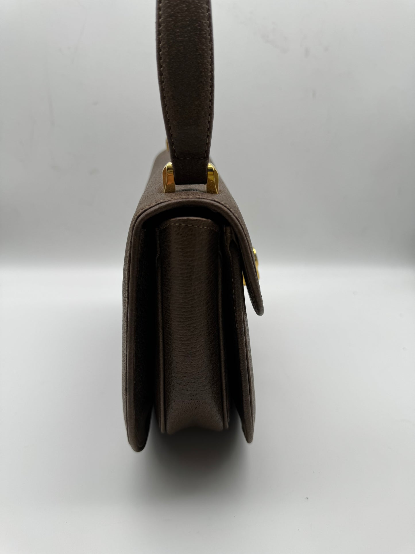 Authentic GUCCI Vintage Brown Leather Top Handbag