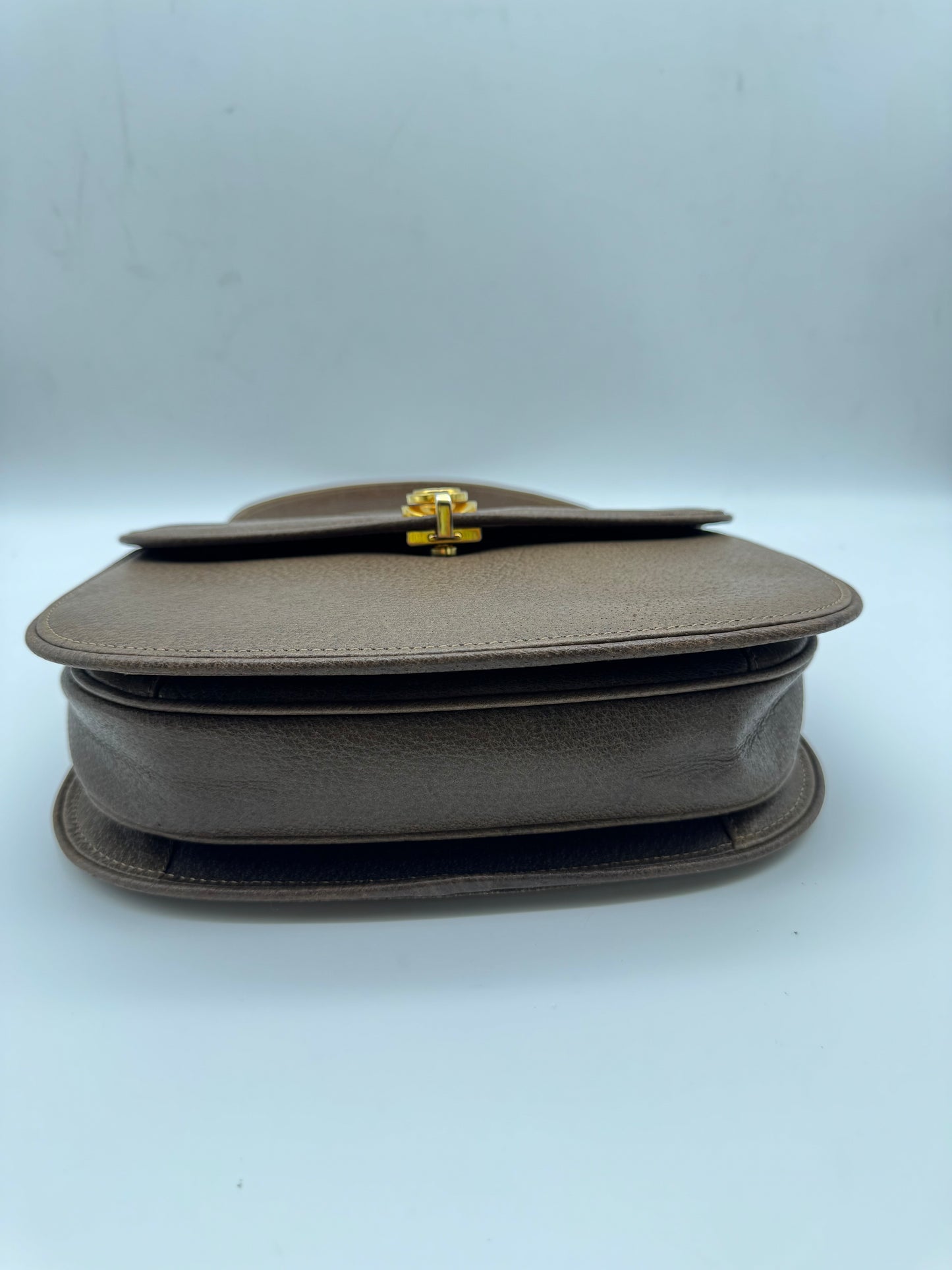 Authentic GUCCI Vintage Brown Leather Top Handbag