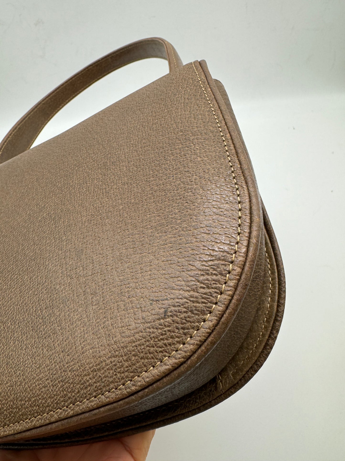 Authentic GUCCI Vintage Brown Leather Top Handbag