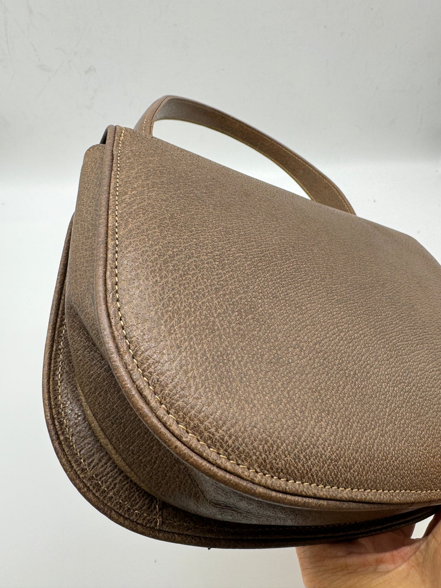Authentic GUCCI Vintage Brown Leather Top Handbag