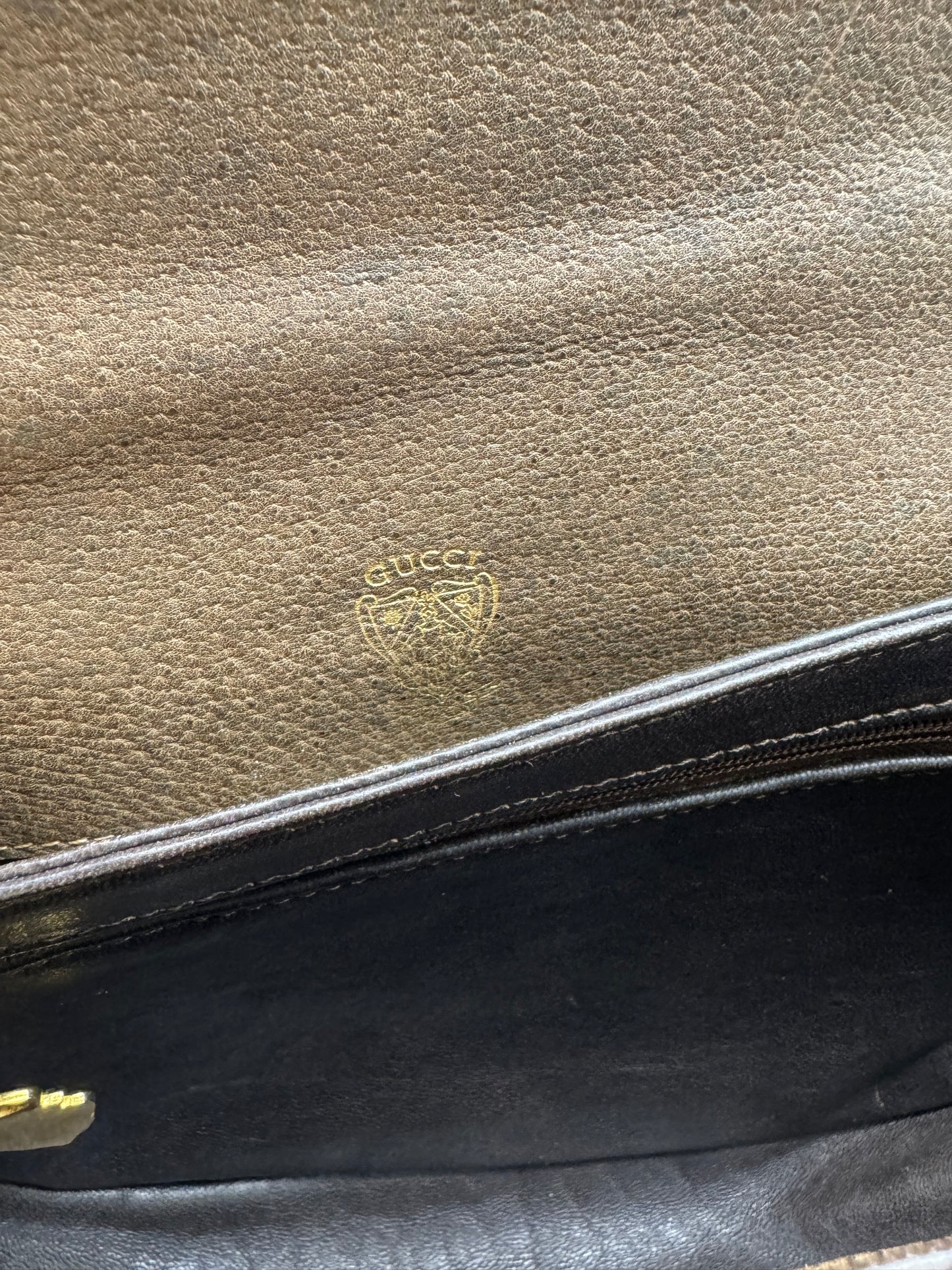 Authentic GUCCI Vintage Brown Leather Top Handbag