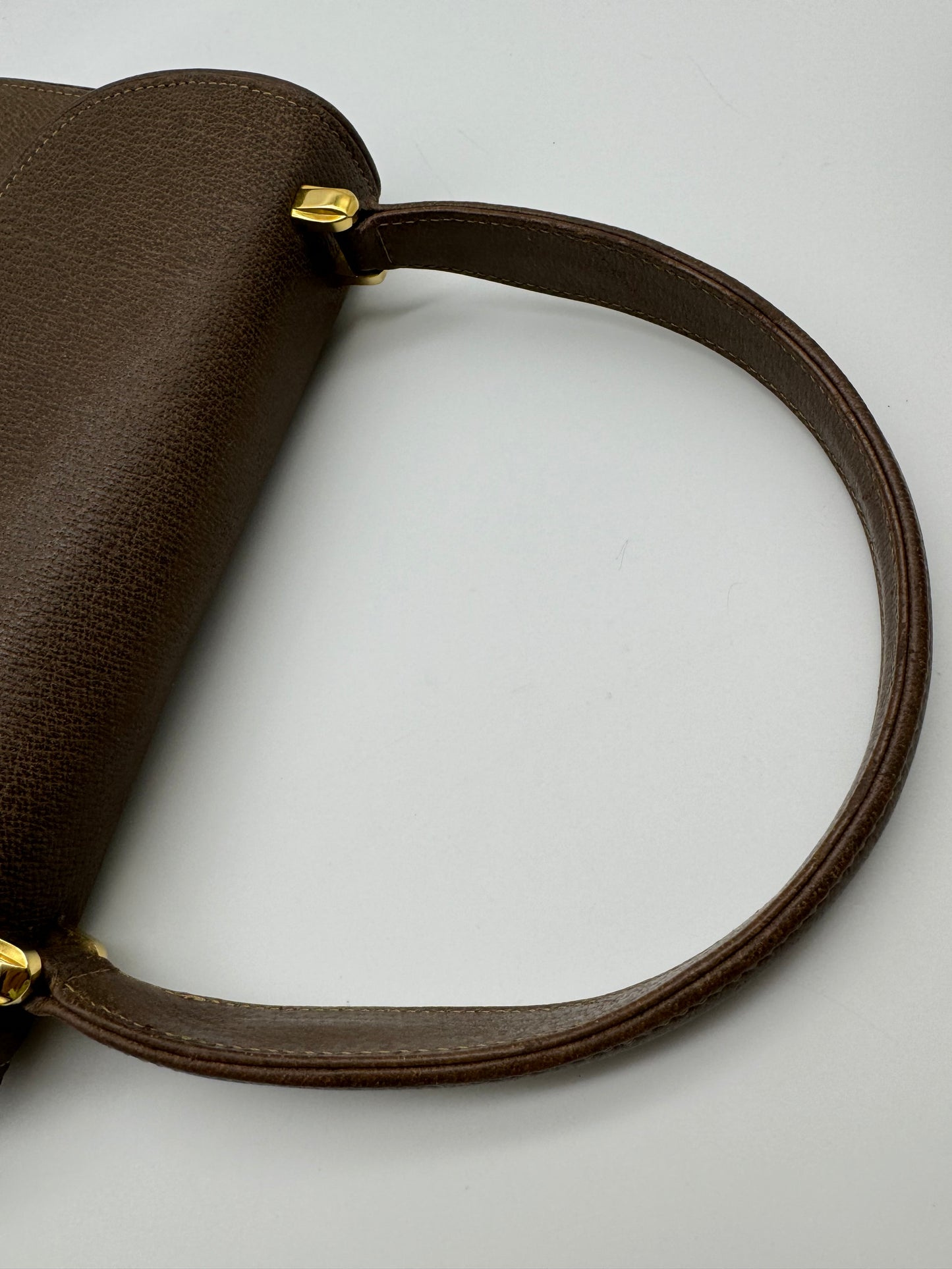 Authentic GUCCI Vintage Brown Leather Top Handbag