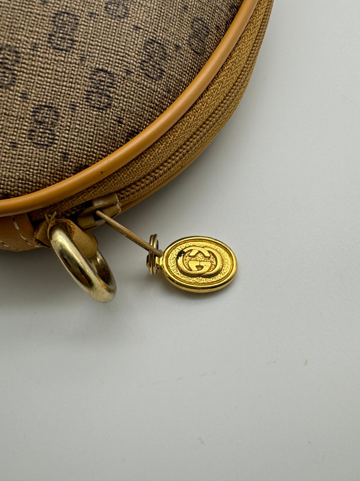 Authentic Gucci Vintage Clutch Micro GG Coated Canvas Added Strap Crossbody Bag