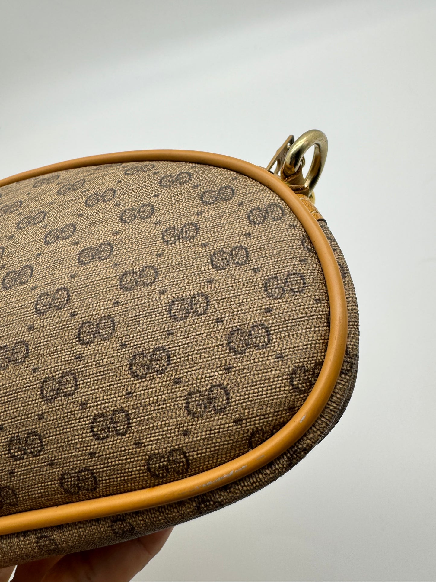 Authentic Gucci Vintage Clutch Micro GG Coated Canvas Added Strap Crossbody Bag