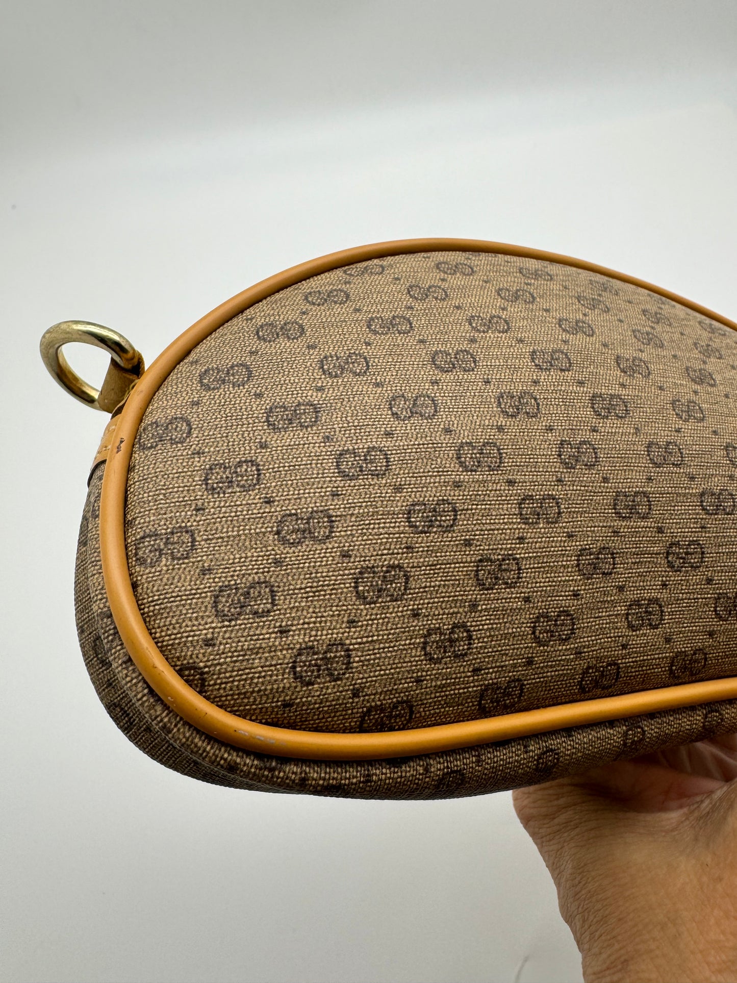 Authentic Gucci Vintage Clutch Micro GG Coated Canvas Added Strap Crossbody Bag