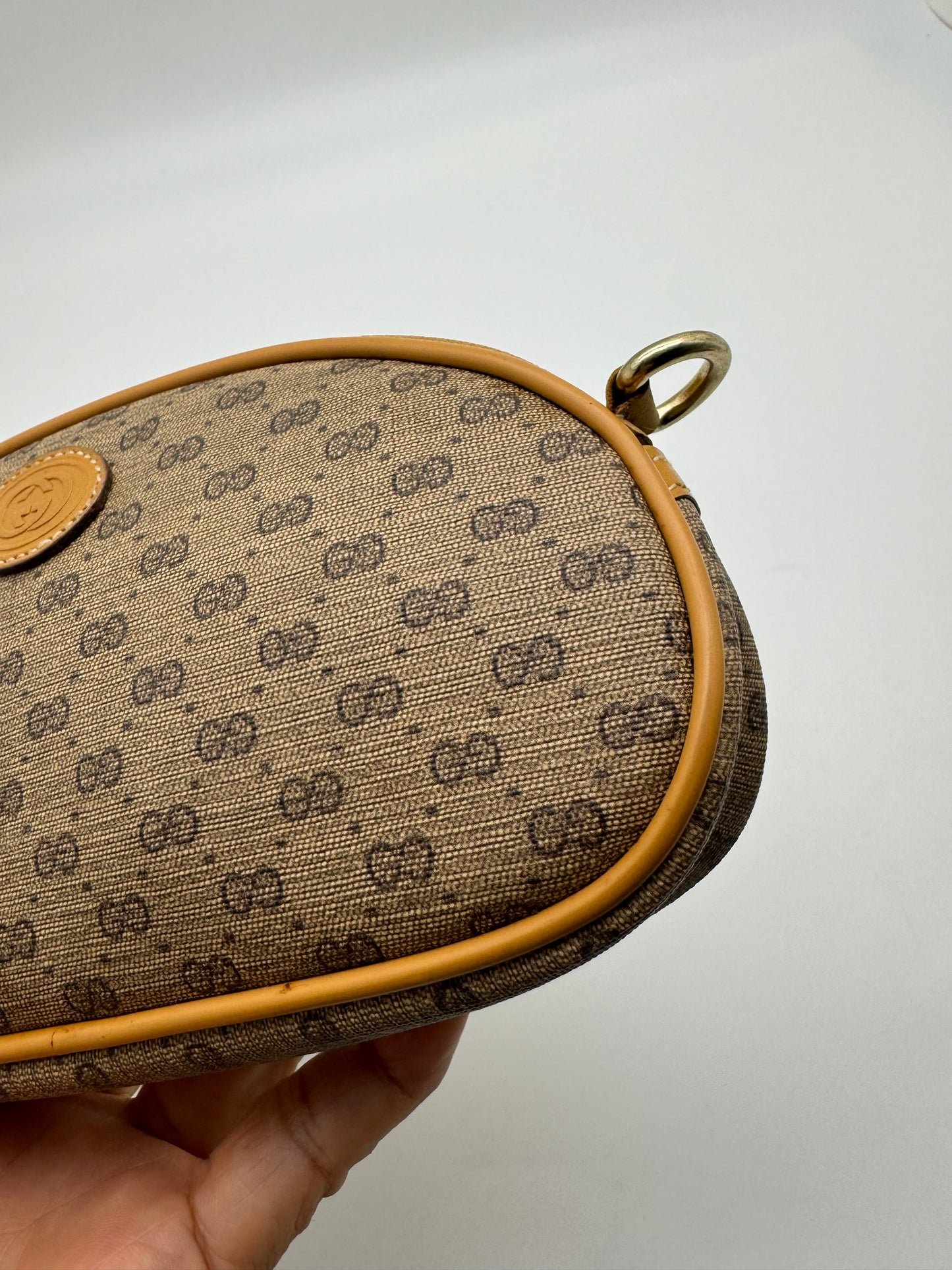 Authentic Gucci Vintage Clutch Micro GG Coated Canvas Added Strap Crossbody Bag