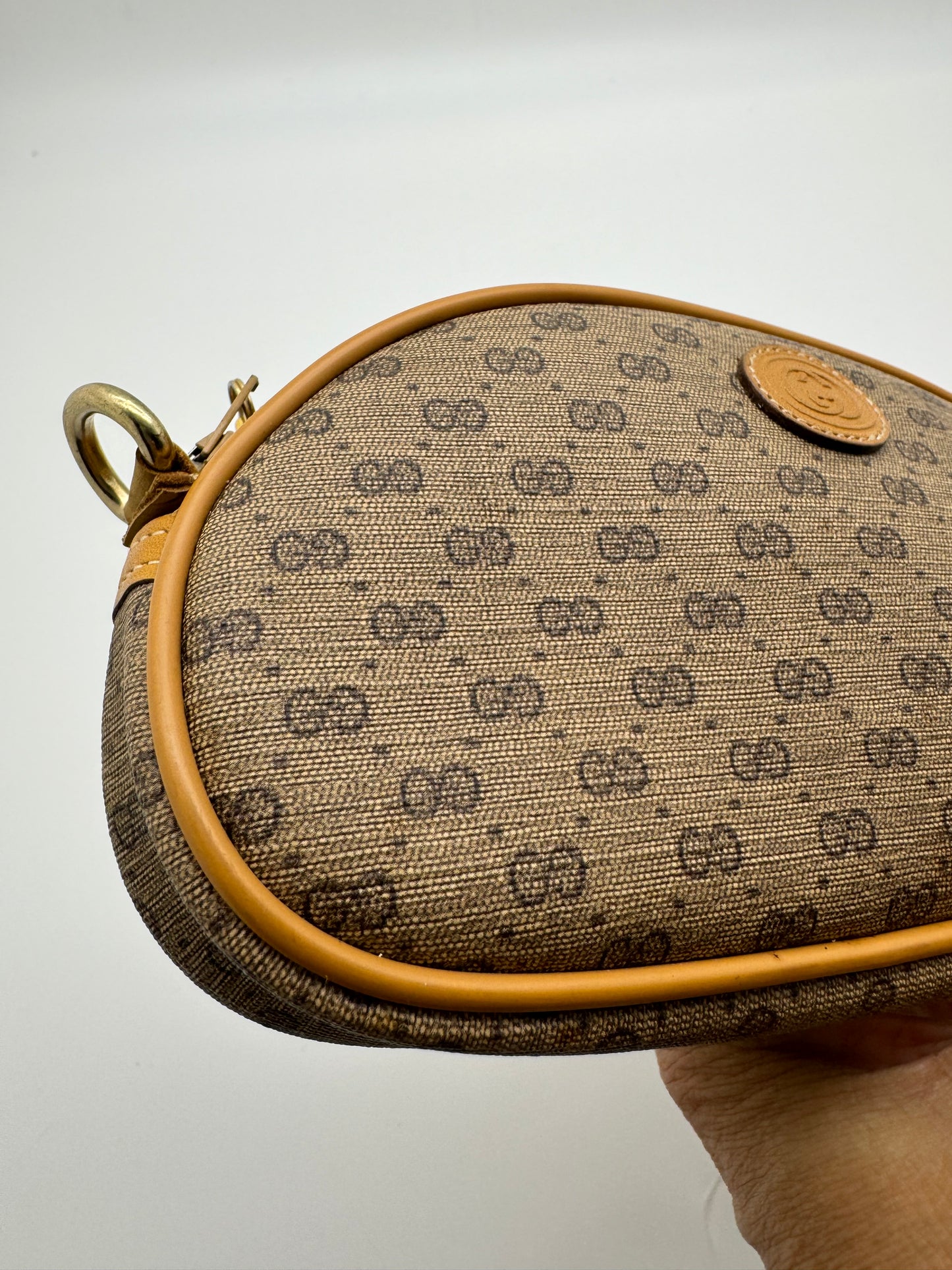 Authentic Gucci Vintage Clutch Micro GG Coated Canvas Added Strap Crossbody Bag