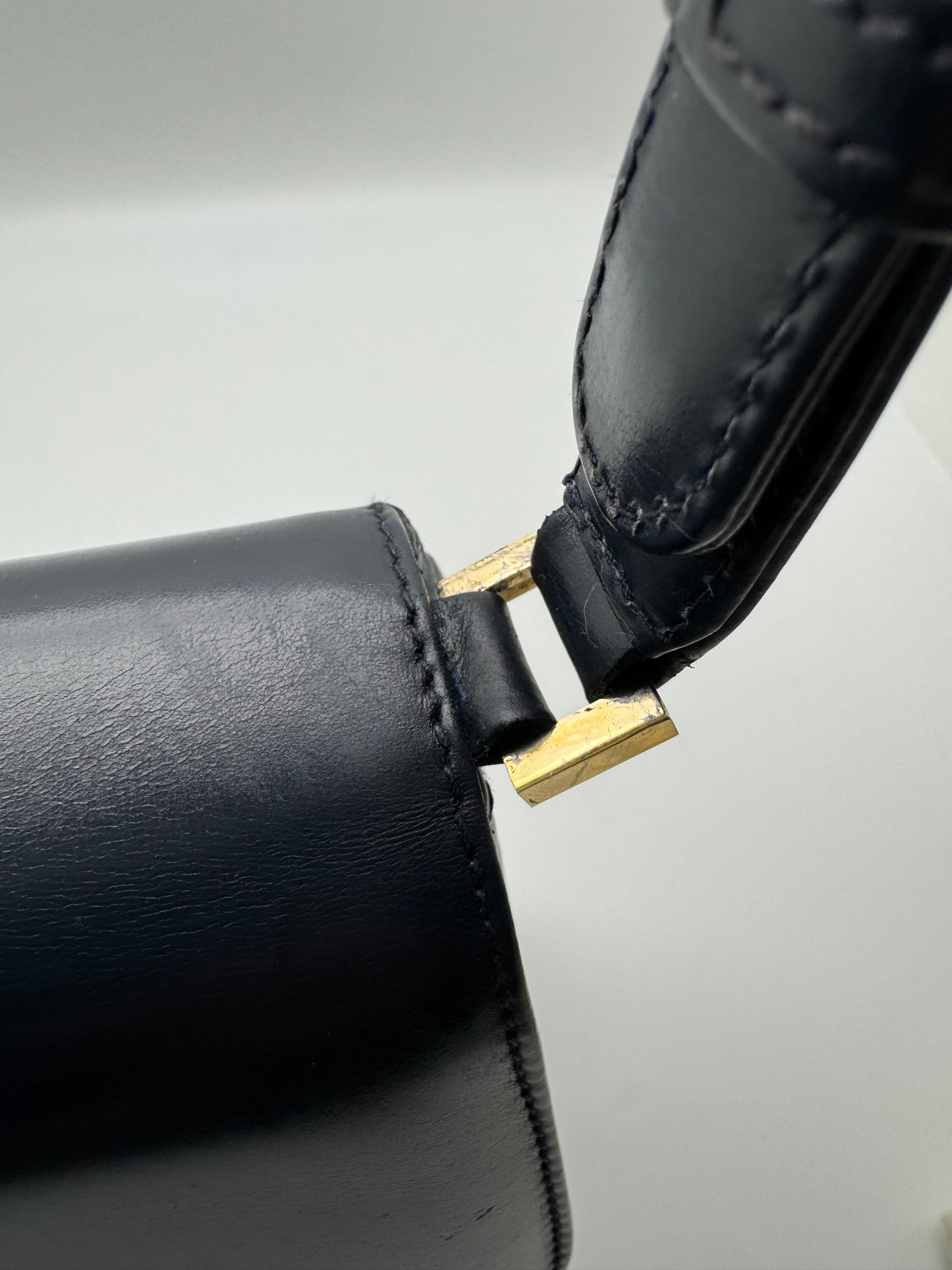 Authentic GUCCI Vintage Navy Blue Leather Shoulder Handbag