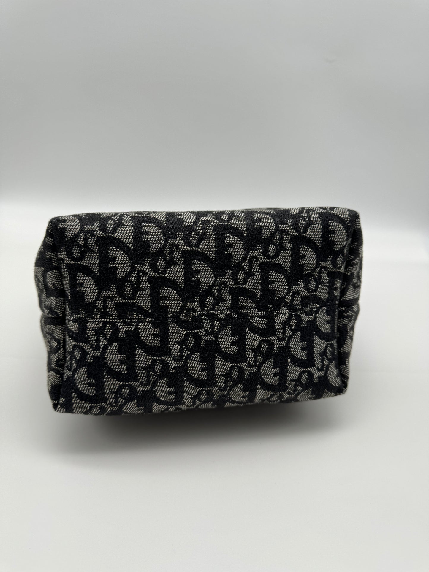 Authentic Christian Dior Black Trotter Jacquard Cloth Handbag
