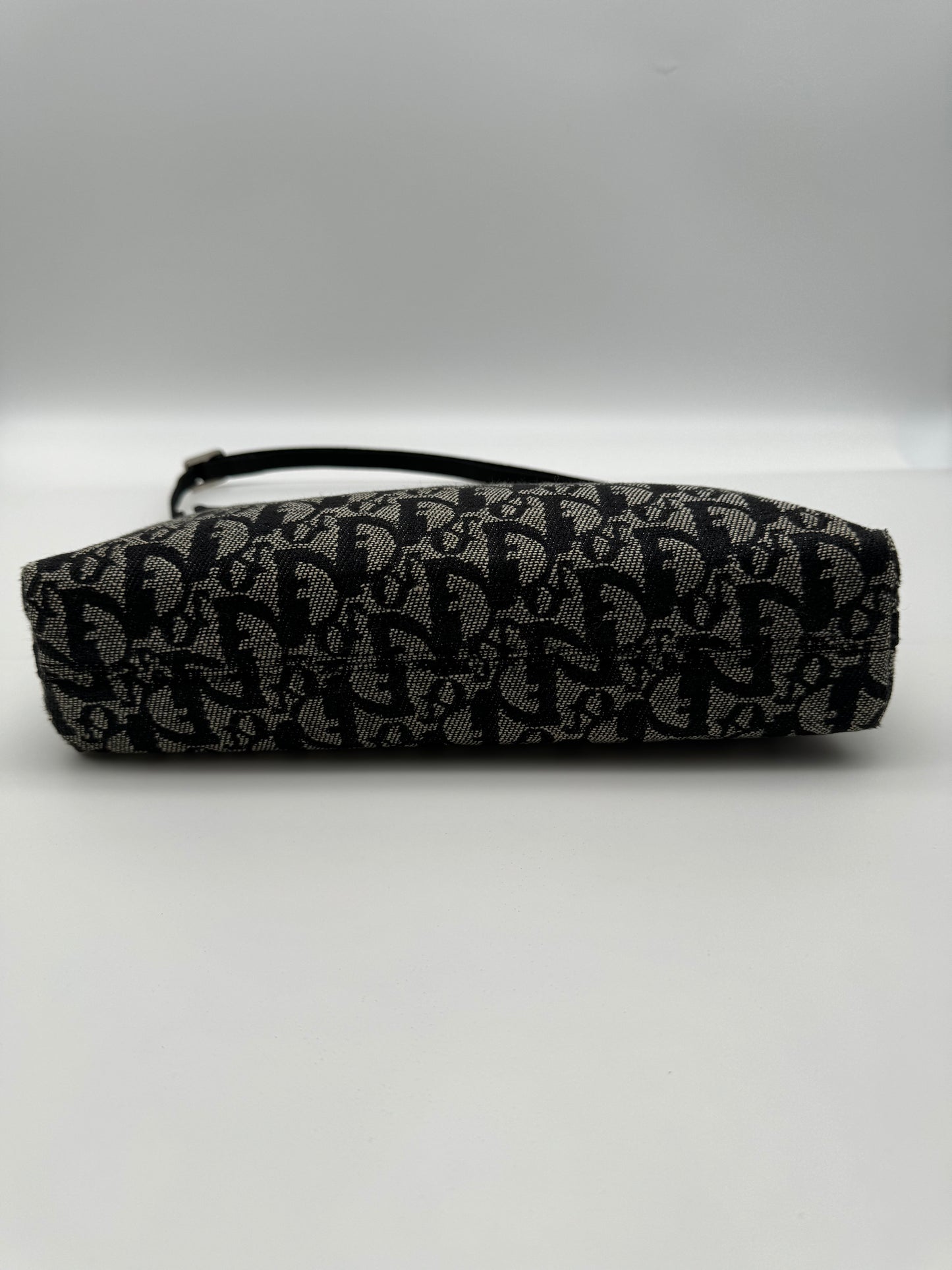 Authentic Christian Dior Black Trotter Jacquard Cloth Pochette Shoulder Bag