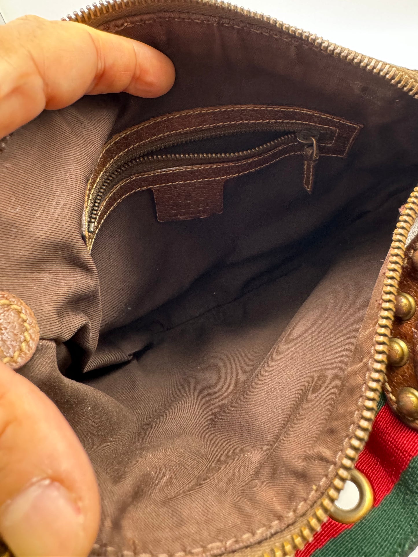 Authentic GUCCI Pelham Small Hobo Studded Shoulder Bag
