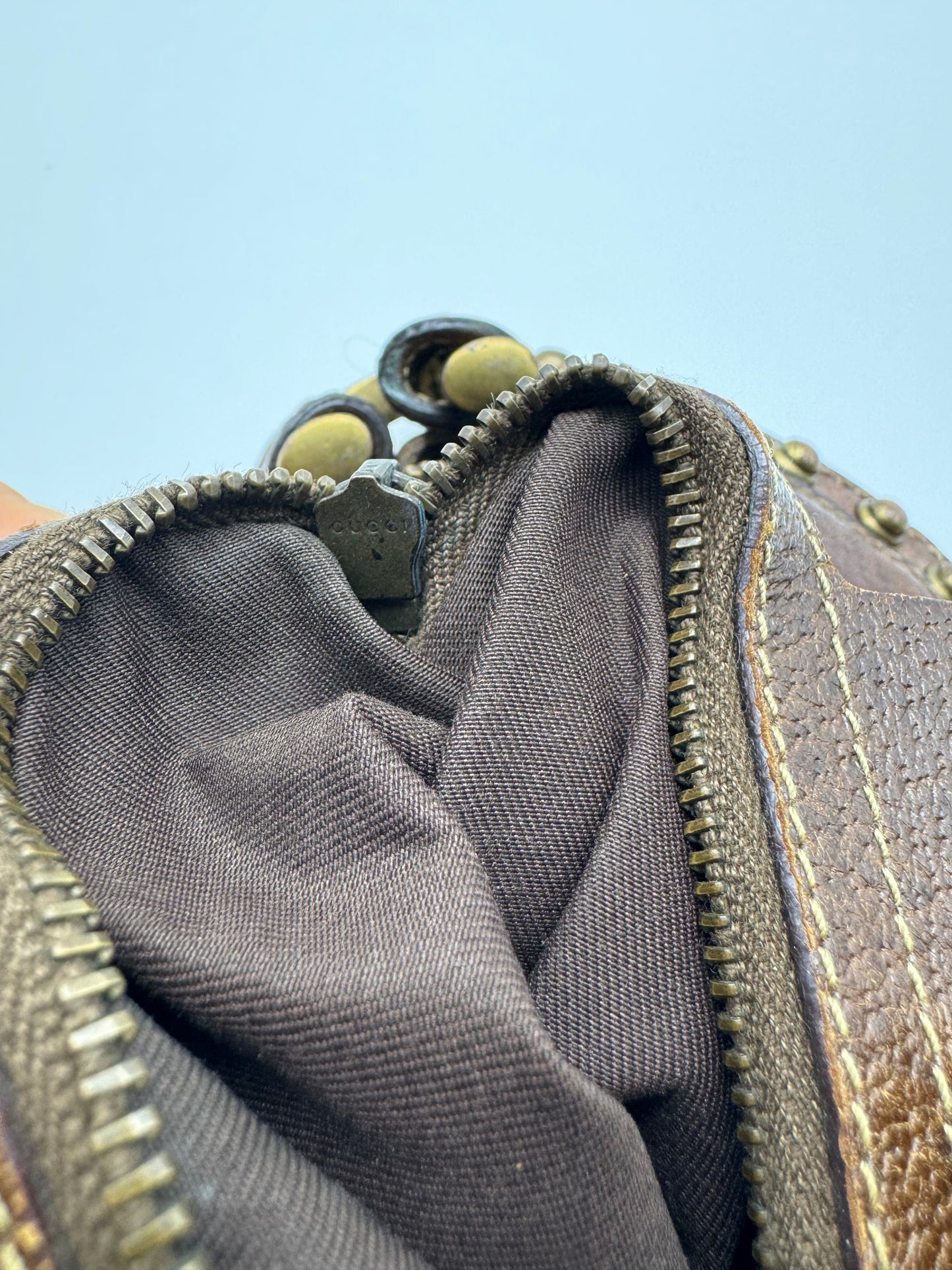 Authentic GUCCI Pelham Small Hobo Studded Shoulder Bag