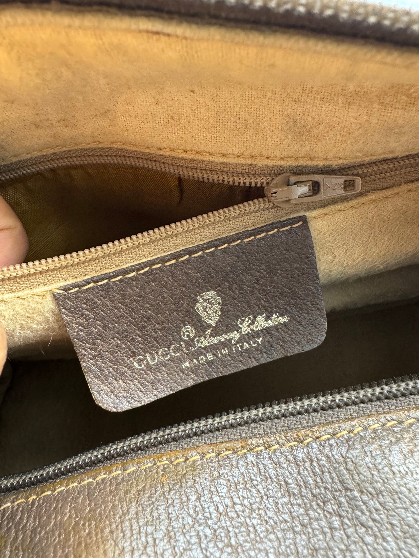 Authentic Gucci Vintage Brown Monogram Coated Canvas Boston Bag