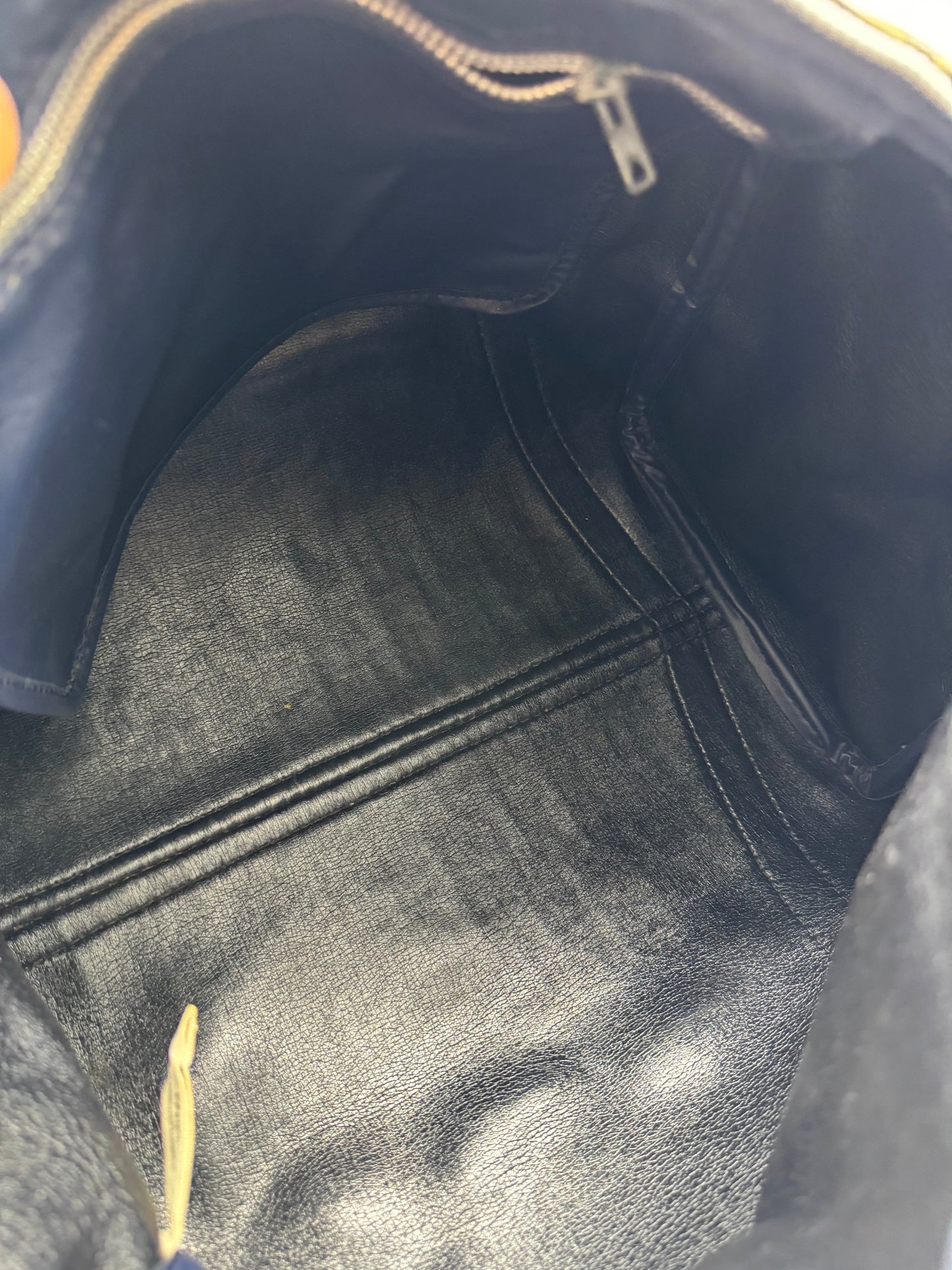 Authentic Christian Dior Vintage Boston 30 Navy Blue Trotter Jacquard Canvas Bowling Bag