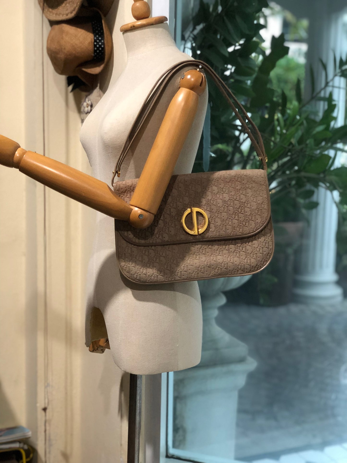 Authentic Christian Dior Brown Suede Trotter Shoulder/Crossbody Bag