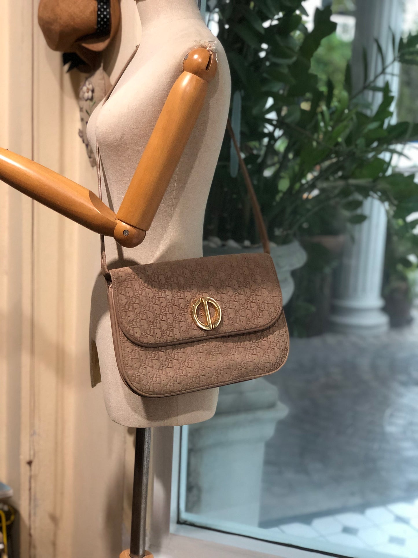 Authentic Christian Dior Brown Suede Trotter Shoulder/Crossbody Bag