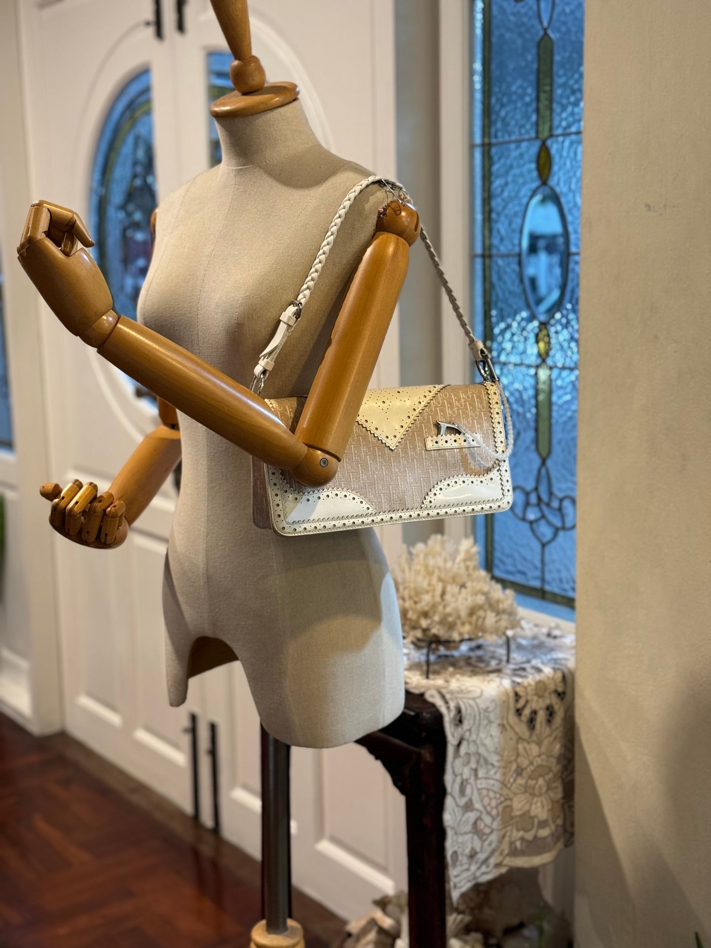 Authentic Christian Dior D'trick White & Pink Shoulder Bag