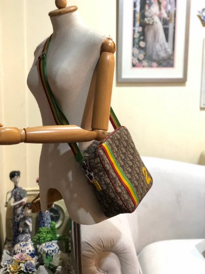 Authentic Christian Dior Rasta Trotter No.2 Coated Canvas Messenger Bag