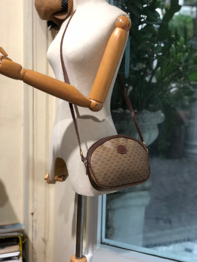 Authentic GUCCI Vintage Brown Micro GG Monogram Coated Canvas Crossbody Bag