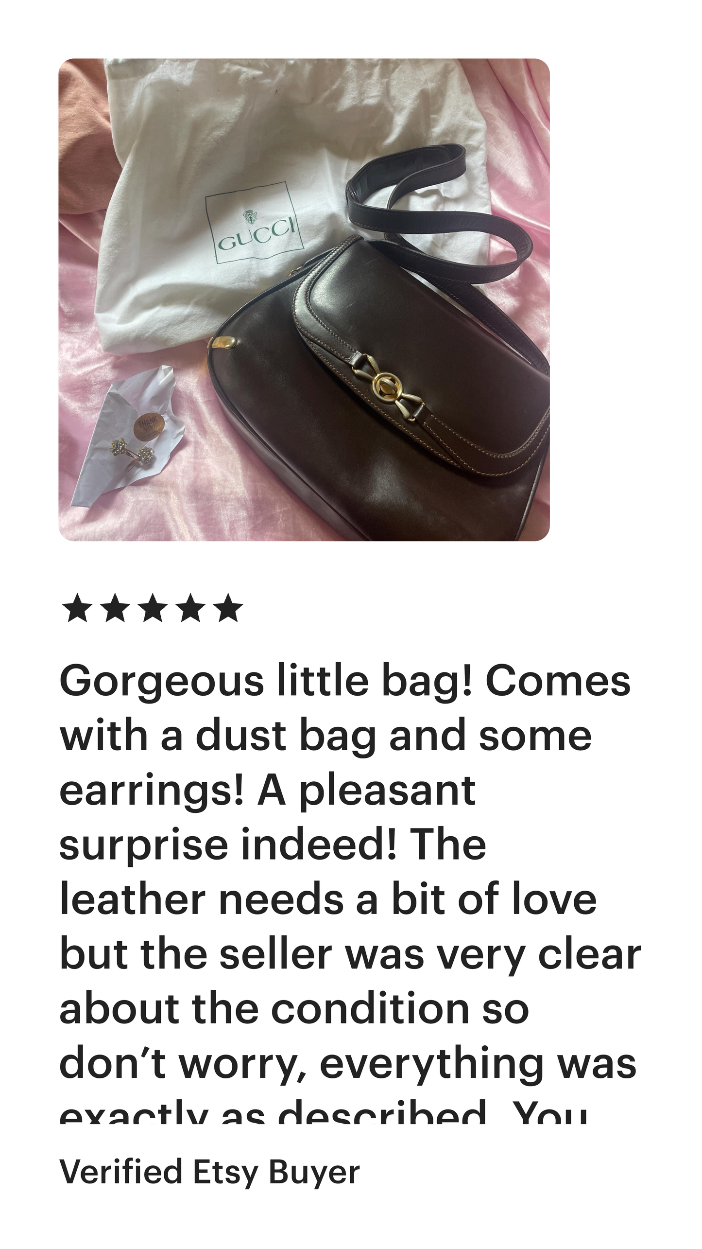 Authentic Gucci Vintage 1970s Dark Brown Leather Shoulder Bag