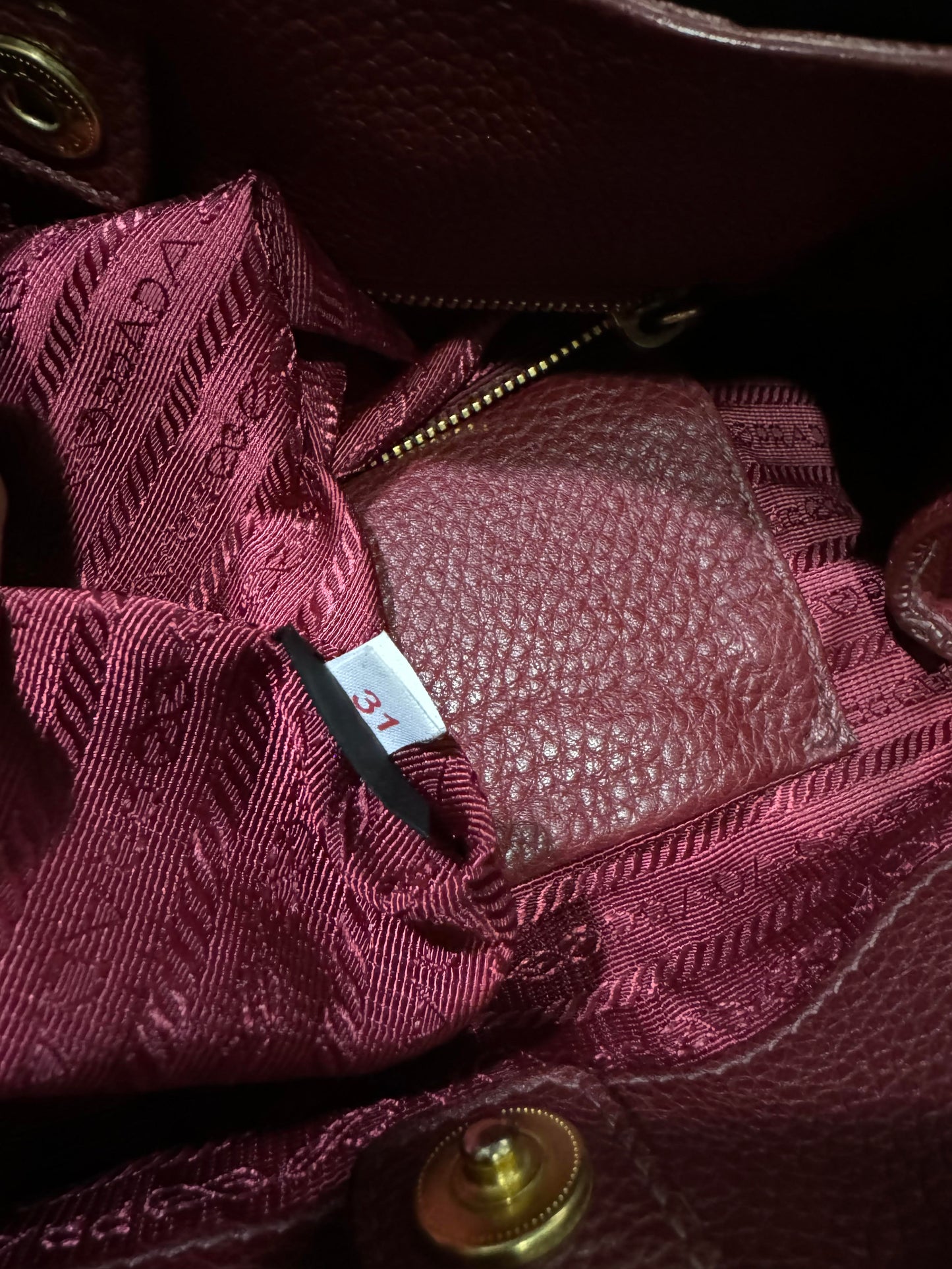 Authentic Prada Bordeaux Red Leather Shoulder Handbag