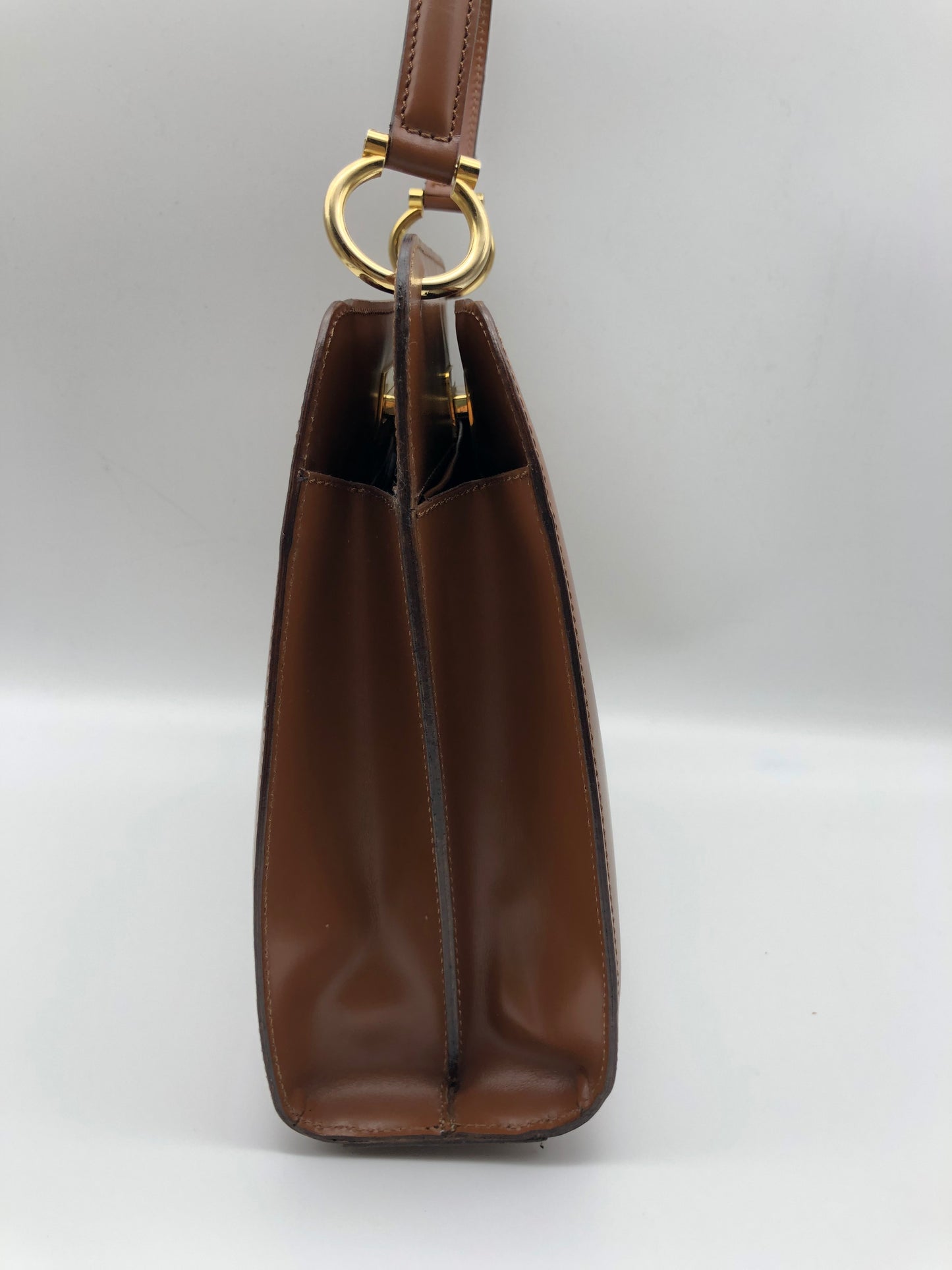 Authentic Celine Vintage Caramel Brown Leather Handbag
