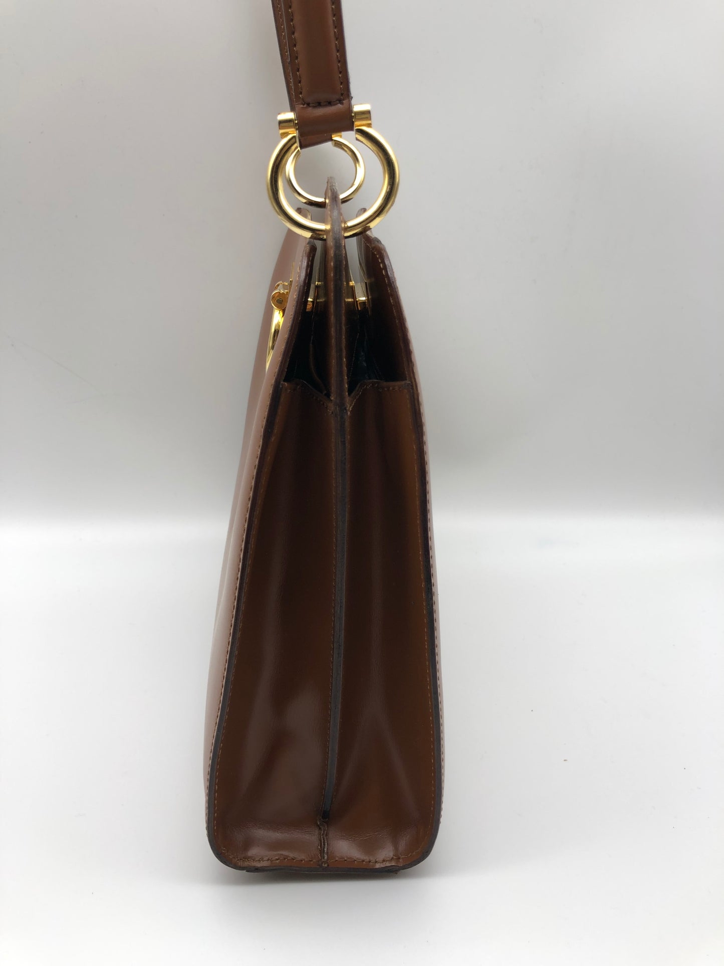 Authentic Celine Vintage Caramel Brown Leather Handbag