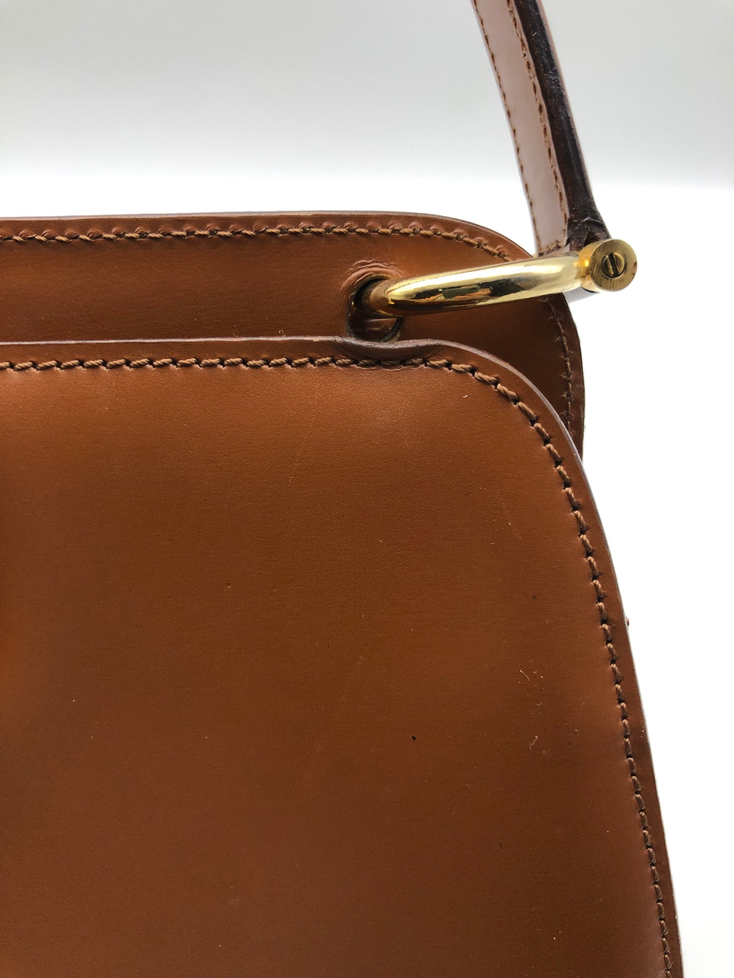 Authentic Celine Vintage Caramel Brown Leather Handbag