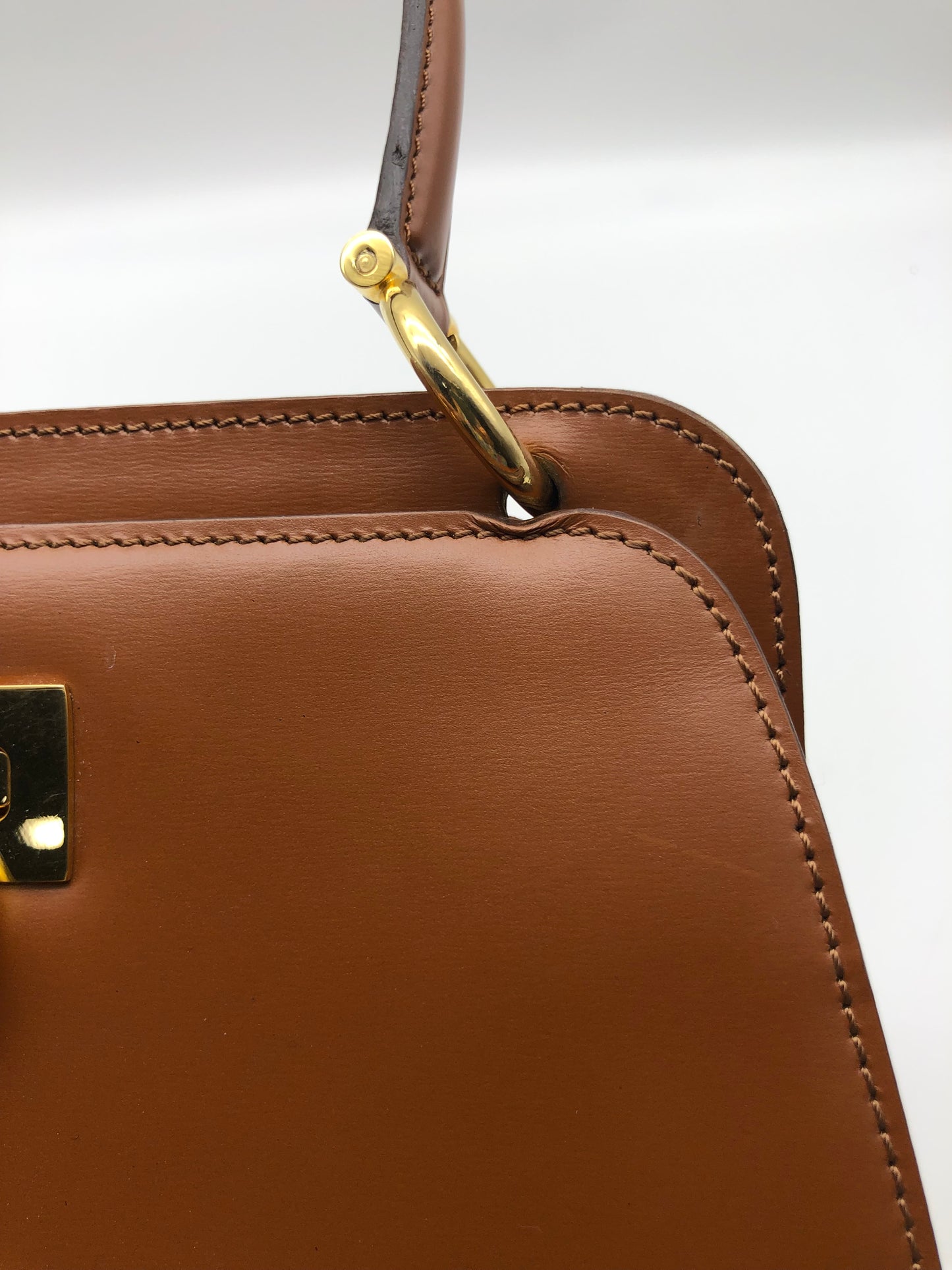 Authentic Celine Vintage Caramel Brown Leather Handbag