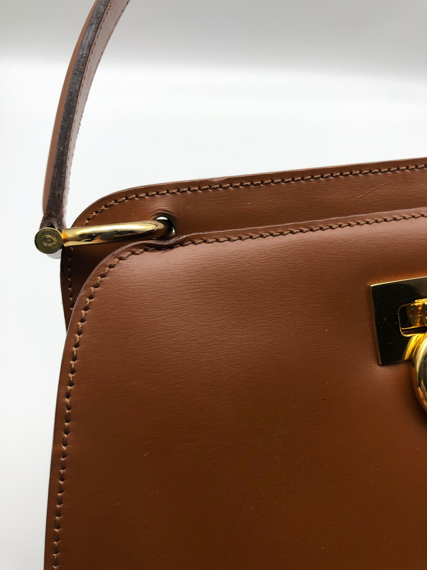 Authentic Celine Vintage Caramel Brown Leather Handbag
