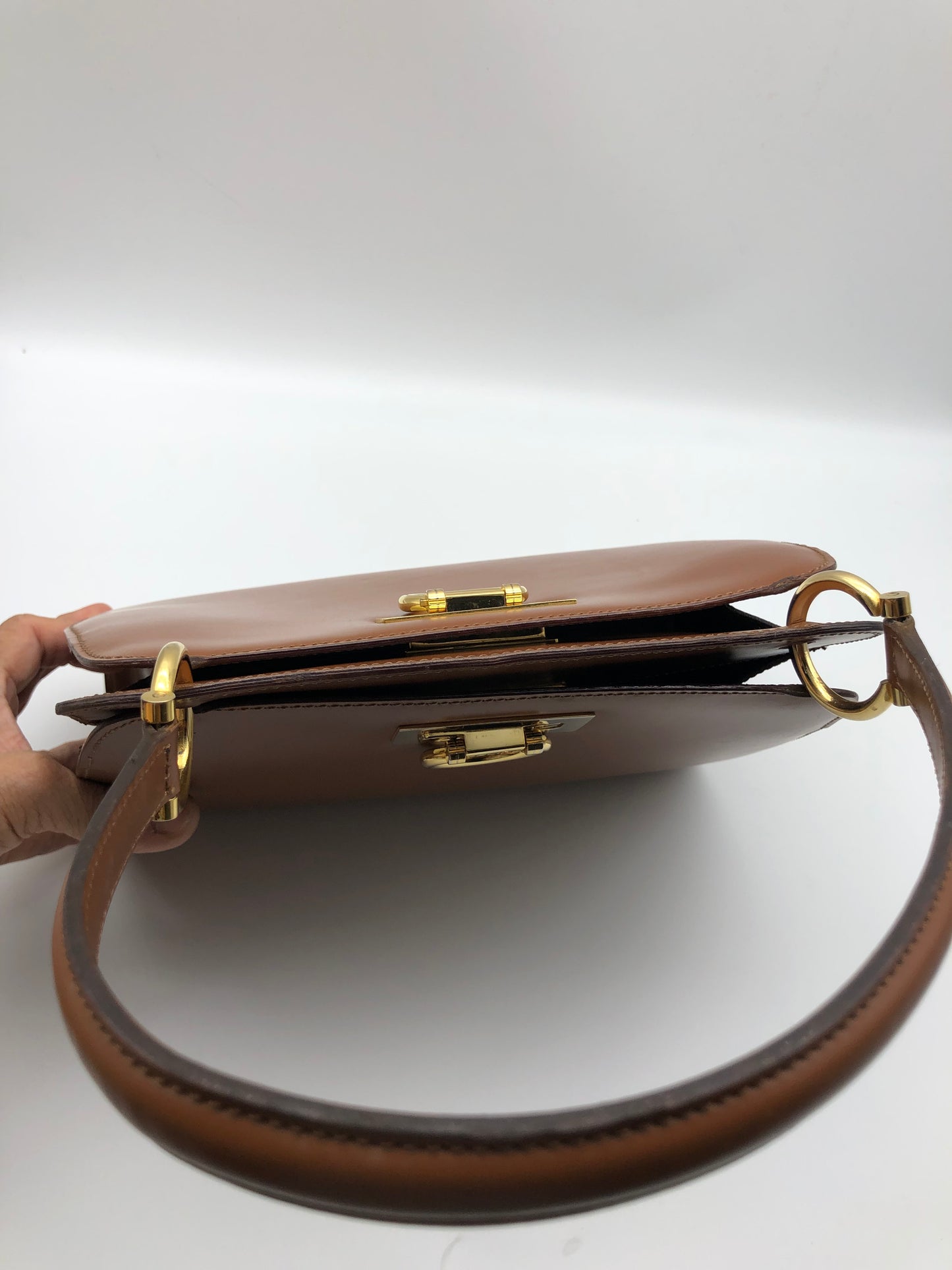 Authentic Celine Vintage Caramel Brown Leather Handbag
