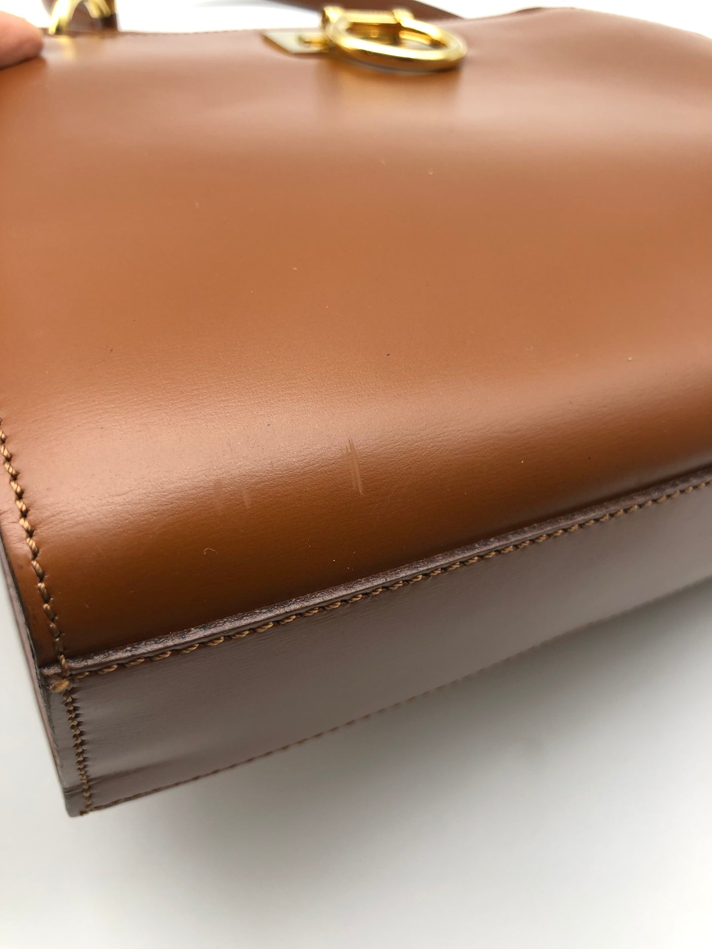 Authentic Celine Vintage Caramel Brown Leather Handbag