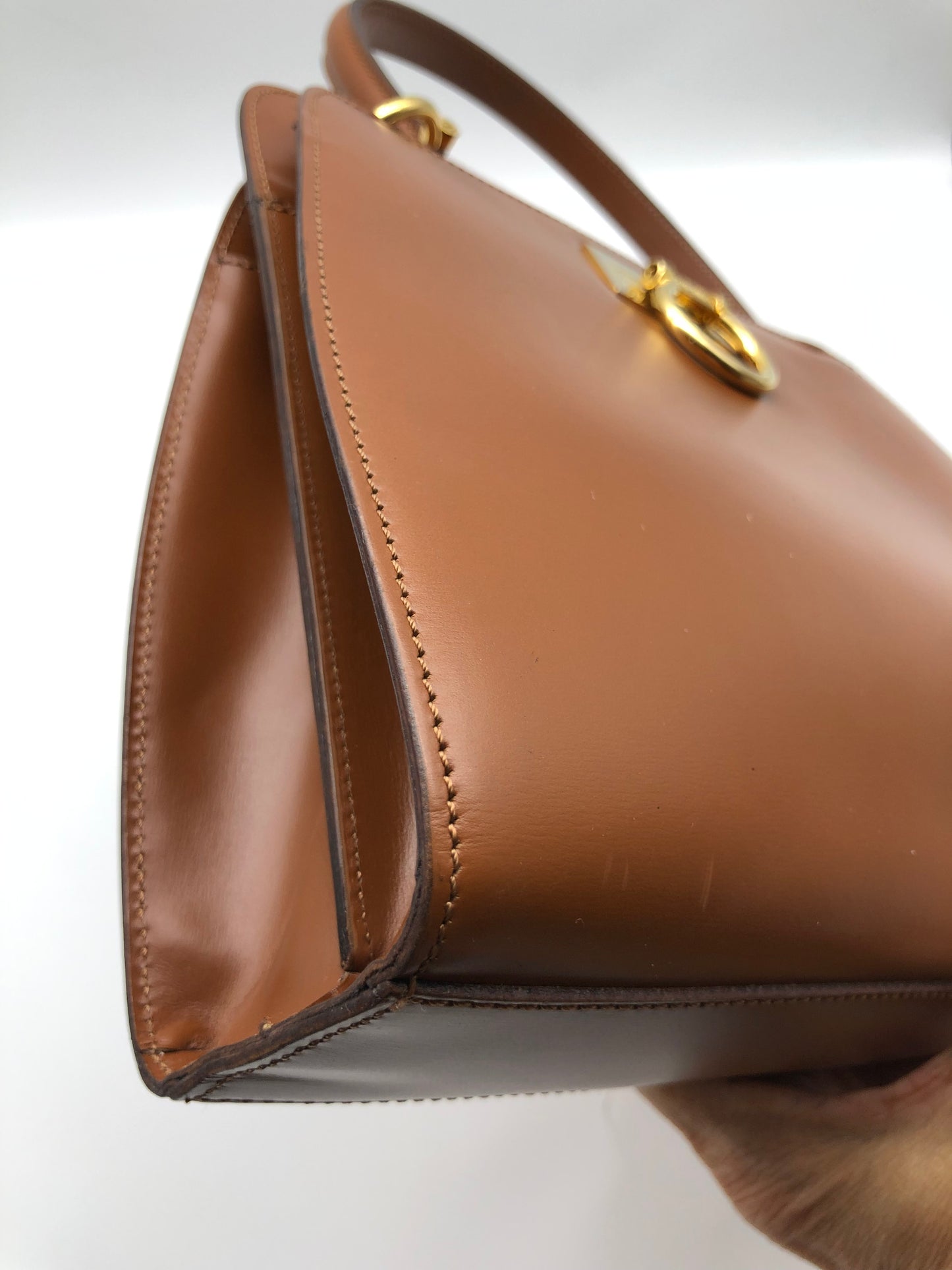 Authentic Celine Vintage Caramel Brown Leather Handbag