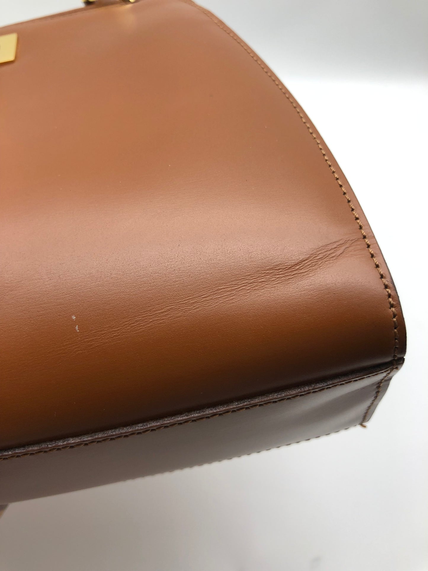 Authentic Celine Vintage Caramel Brown Leather Handbag