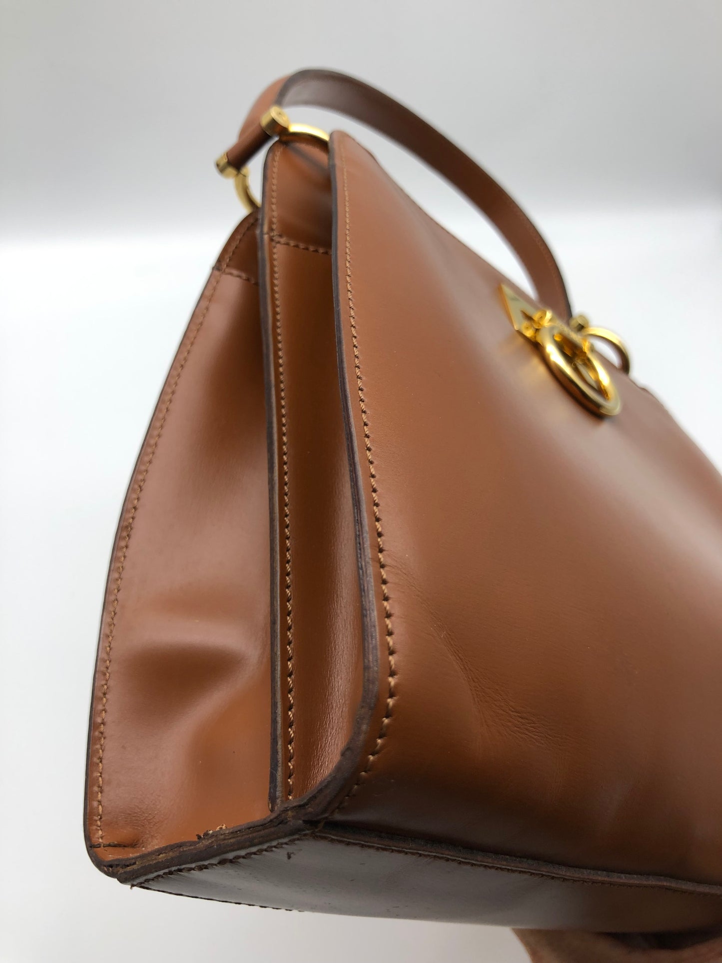 Authentic Celine Vintage Caramel Brown Leather Handbag