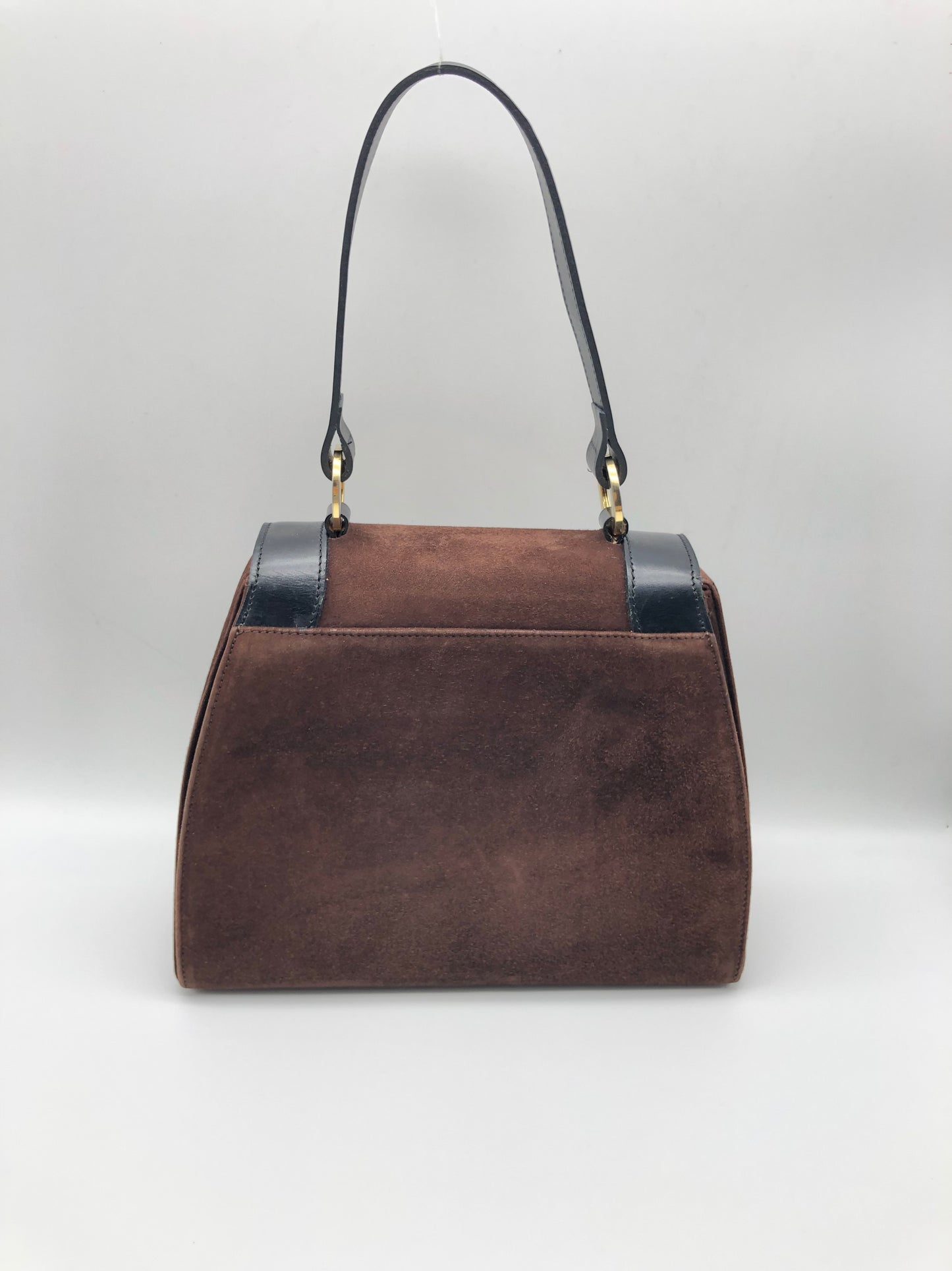 Authentic Celine Vintage Dark Brown Suede Handbag