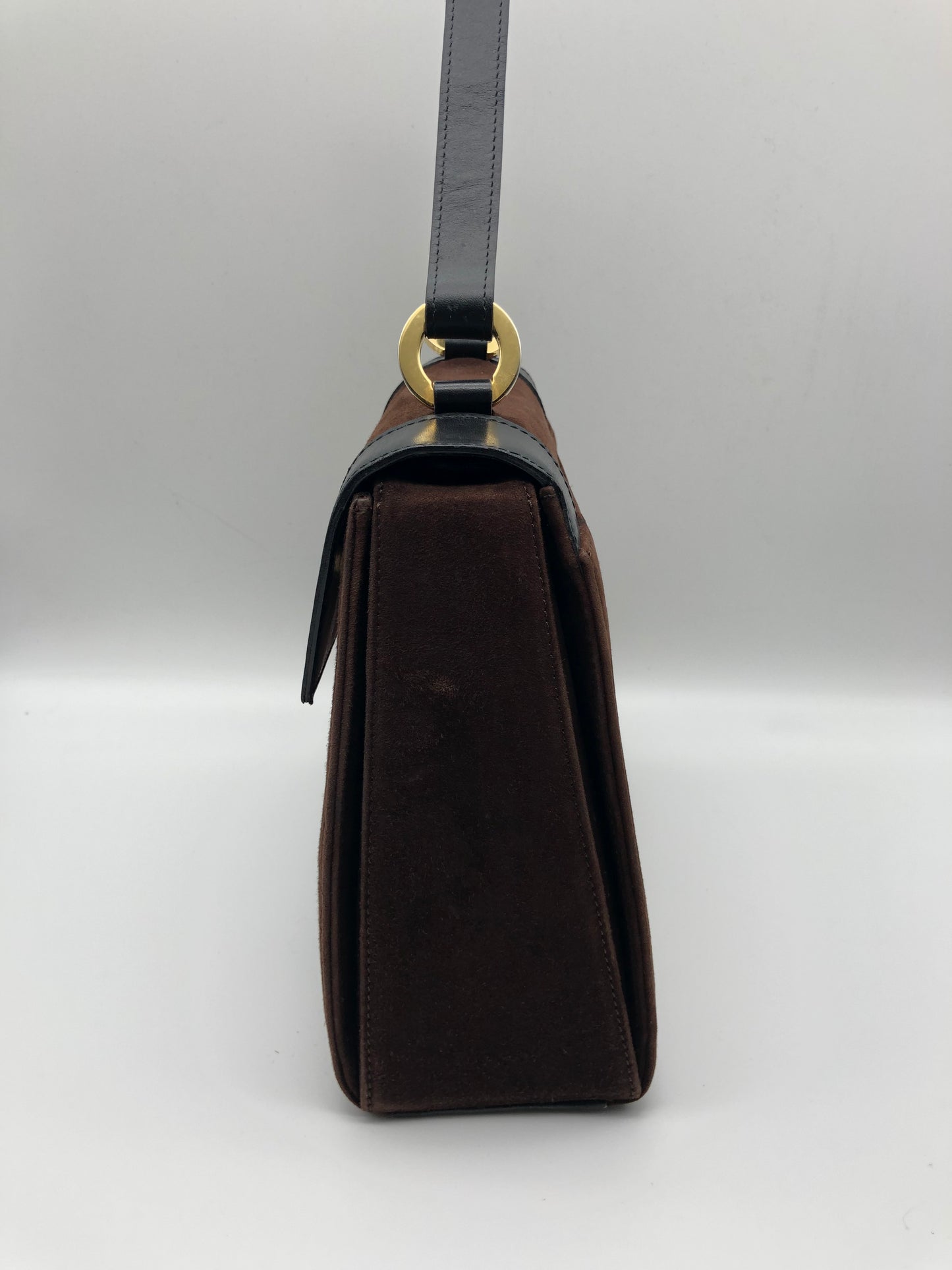 Authentic Celine Vintage Dark Brown Suede Handbag