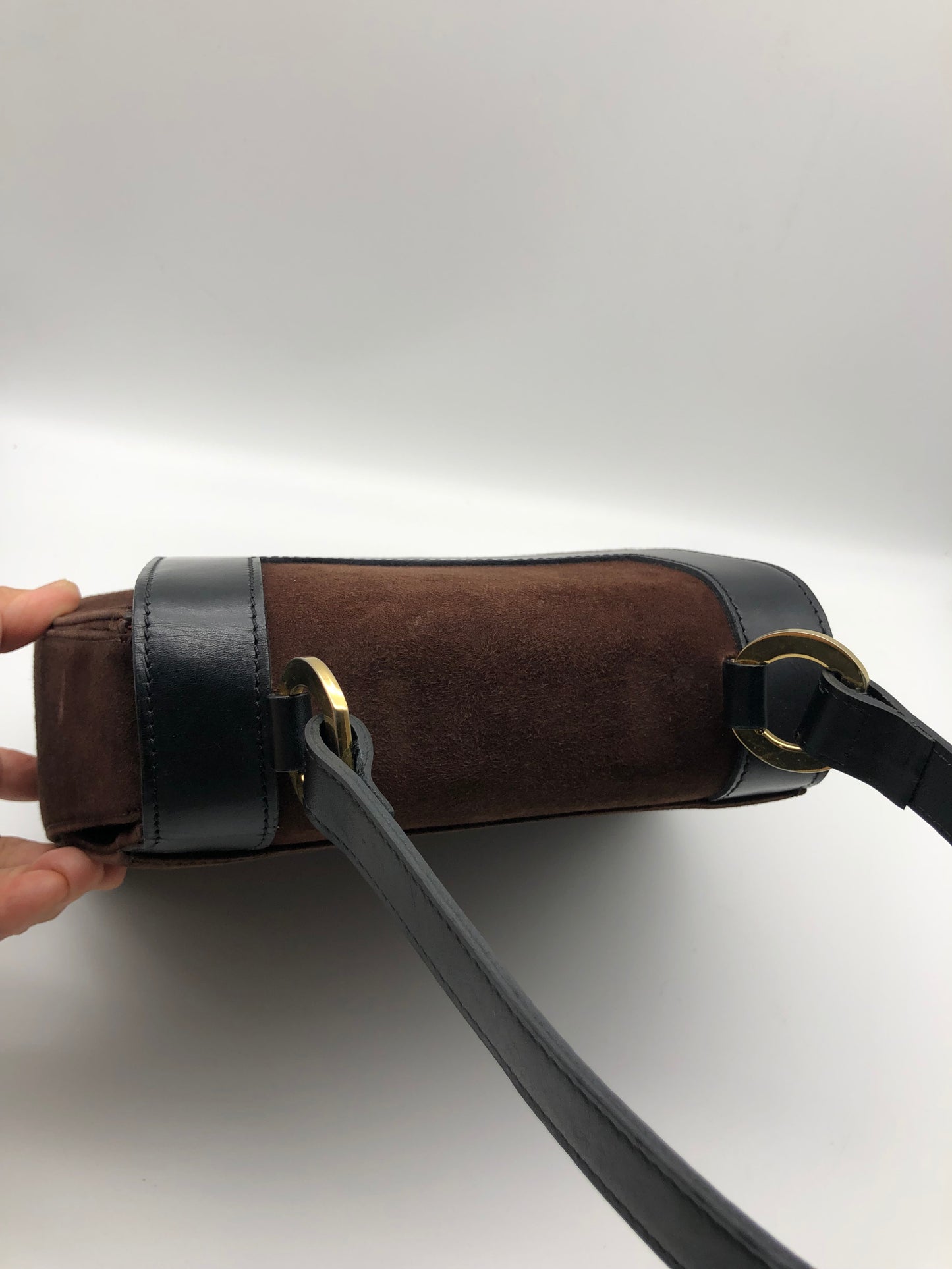 Authentic Celine Vintage Dark Brown Suede Handbag