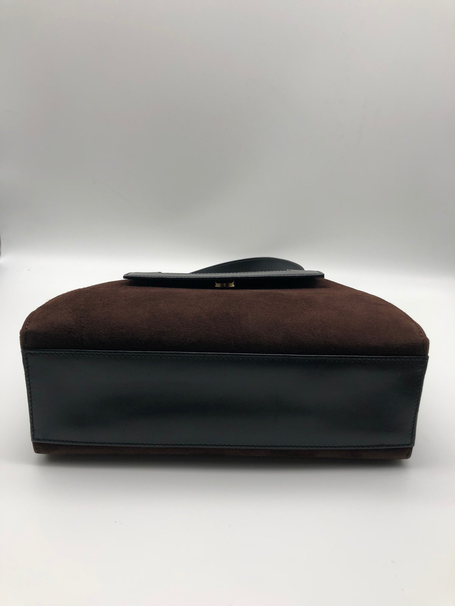 Authentic Celine Vintage Dark Brown Suede Handbag
