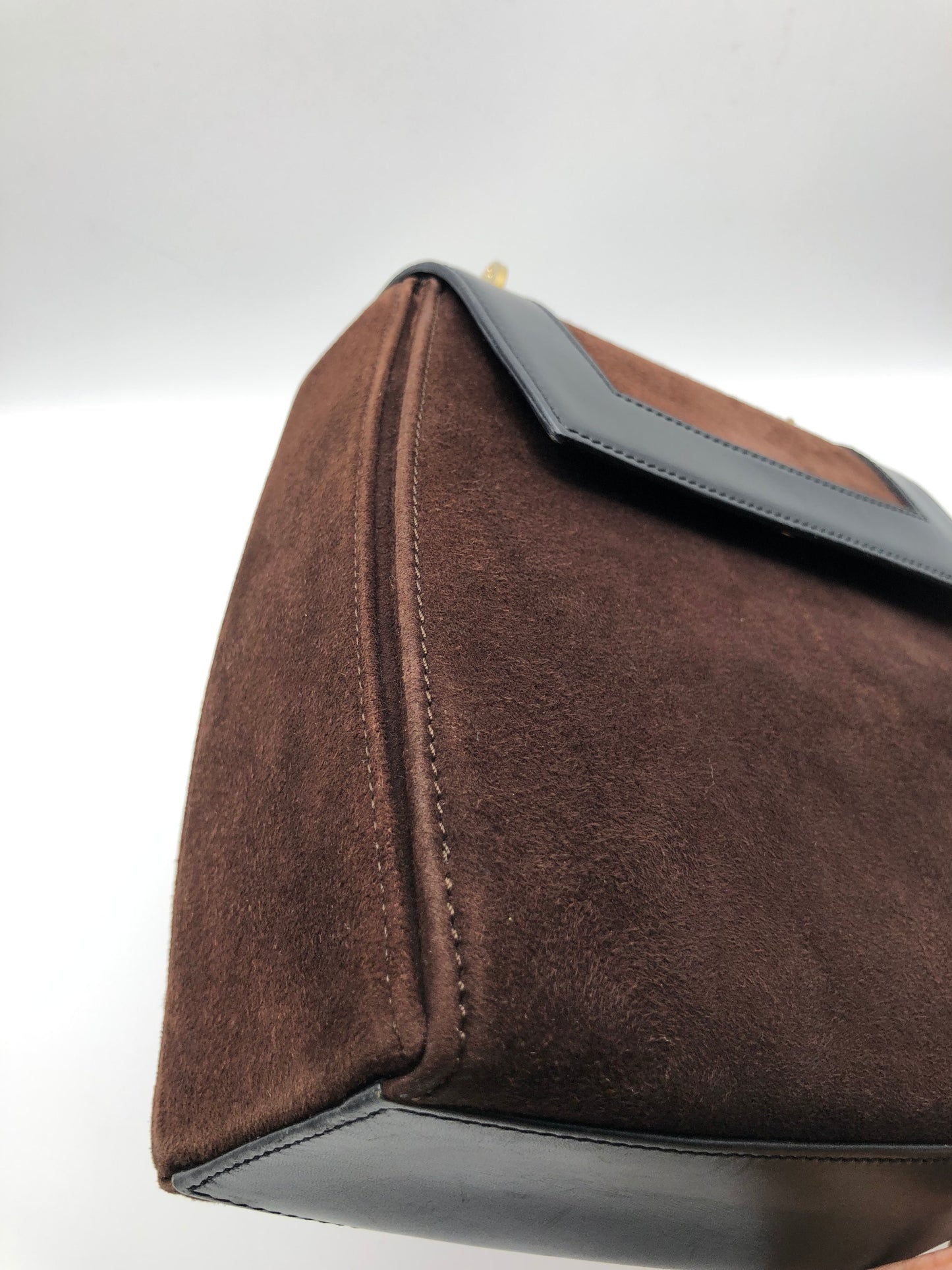 Authentic Celine Vintage Dark Brown Suede Handbag